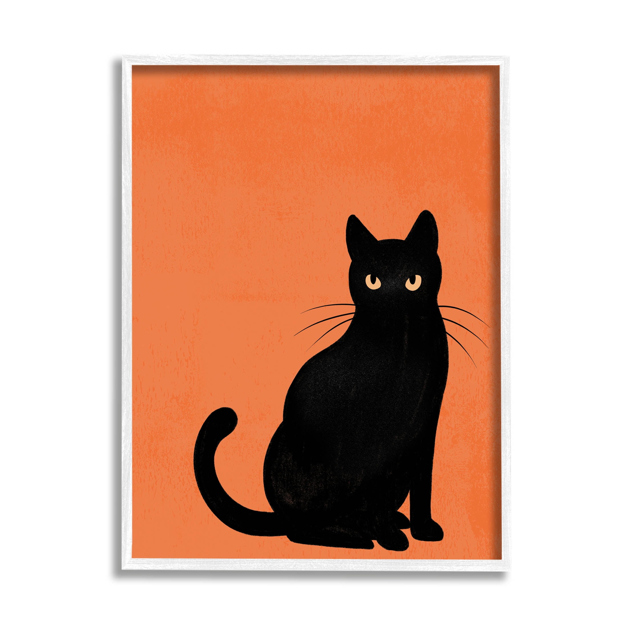 Stupell Industries Bold Black Cat Silhouette Graphic Art White Framed Art Print Wall Art, Design by Jo Taylor