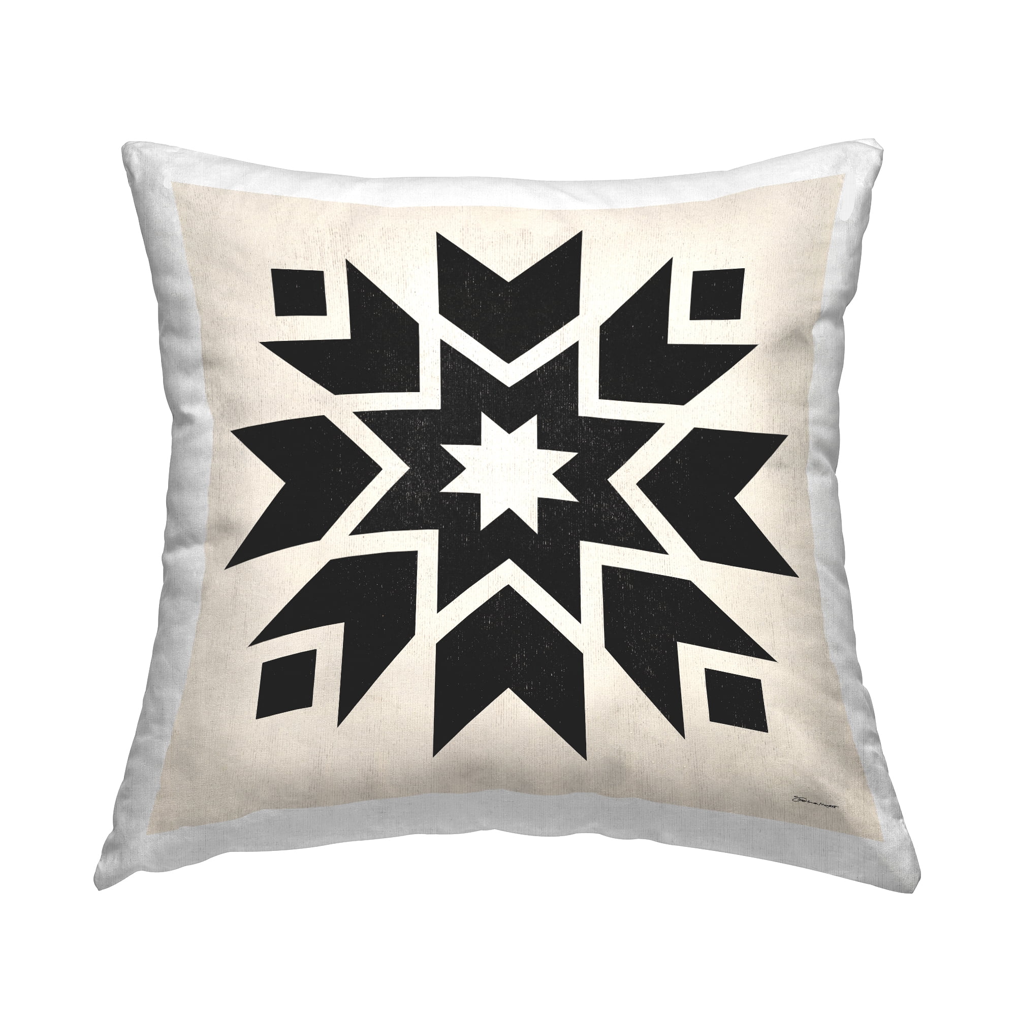 Stupell Industries Bold Black Quilt Block Shapes Printed Throw Pillow Design by Stephanie Workman Marrott