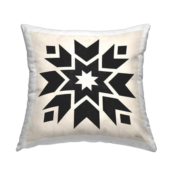 Stupell Industries Bold Black Quilt Block Shapes Printed Throw Pillow Design by Stephanie Workman Marrott
