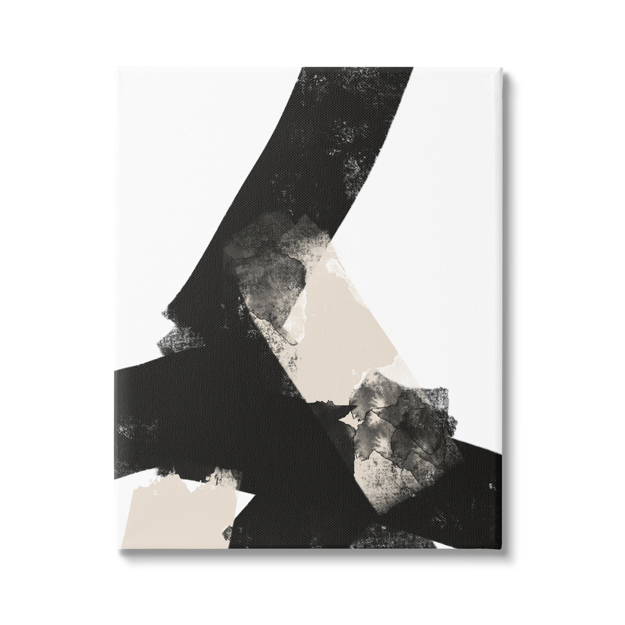 Stupell Industries Bold Black Shapes Curved Stripe Abstract Painting Graphic Art Gallery Wrapped Canvas Print Wall Art, Design by Brandon Wong