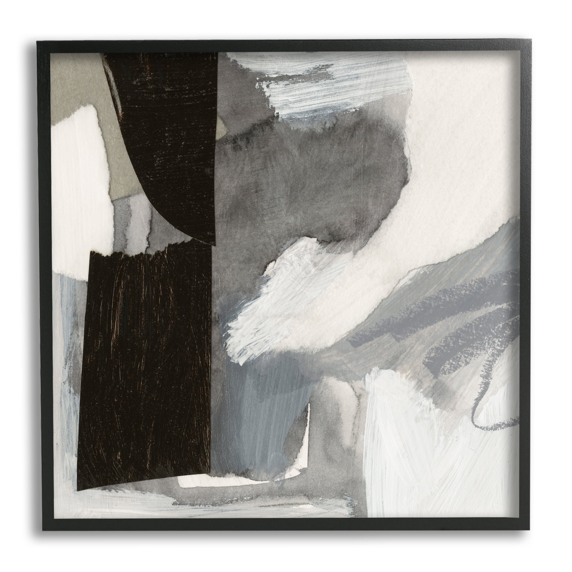 Stupell Industries Bold Black Shapes Layered Abstract Fluid Forms Painting Black Framed Art Print Wall Art, Design by Victoria Barnes