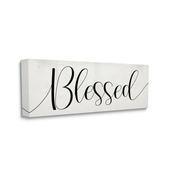 Stupell Industries Bold Blessed Script Typography Charming Off-White Typography Painting Gallery Wrapped Canvas Art Print Wall Art, 20 x 48
