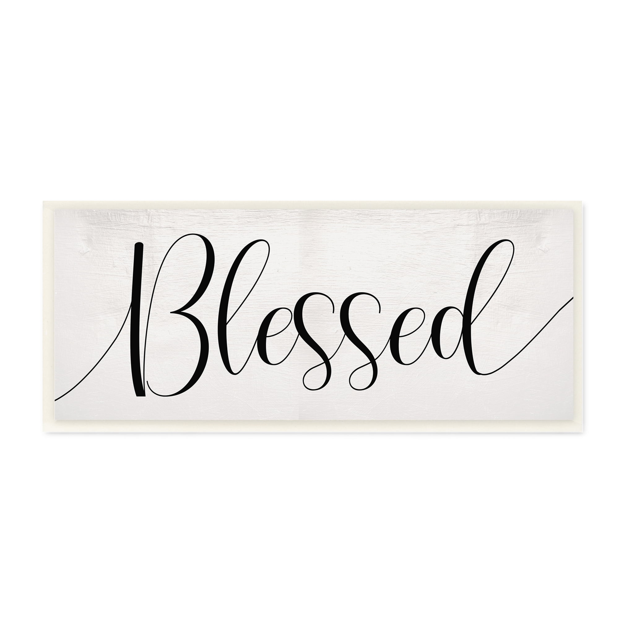 Stupell Industries Bold Blessed Script Typography Charming Off-White Typography Painting Unframed Art Print Wall Art, 7 x 17