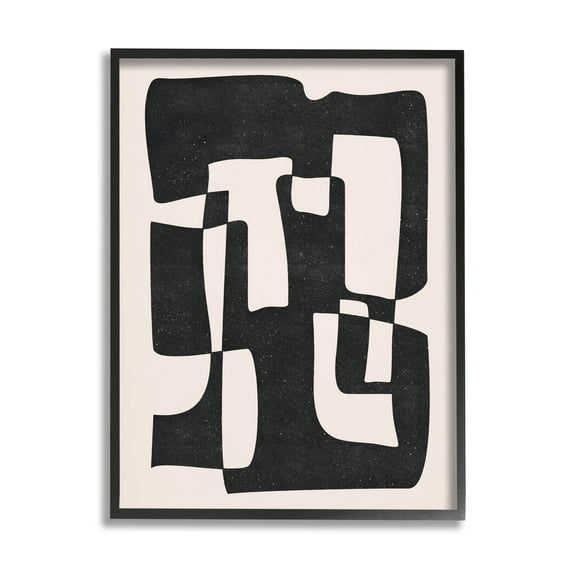 Stupell Industries Bold Blocked Abstract Layered Shapes Graphic Art Black Framed Art Print Wall Art, Design by JJ Design House LLC