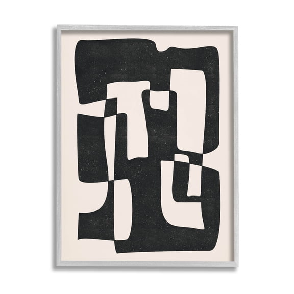 Stupell Industries Bold Blocked Abstract Layered Shapes Graphic Art Gray Framed Art Print Wall Art, Design by JJ Design House LLC