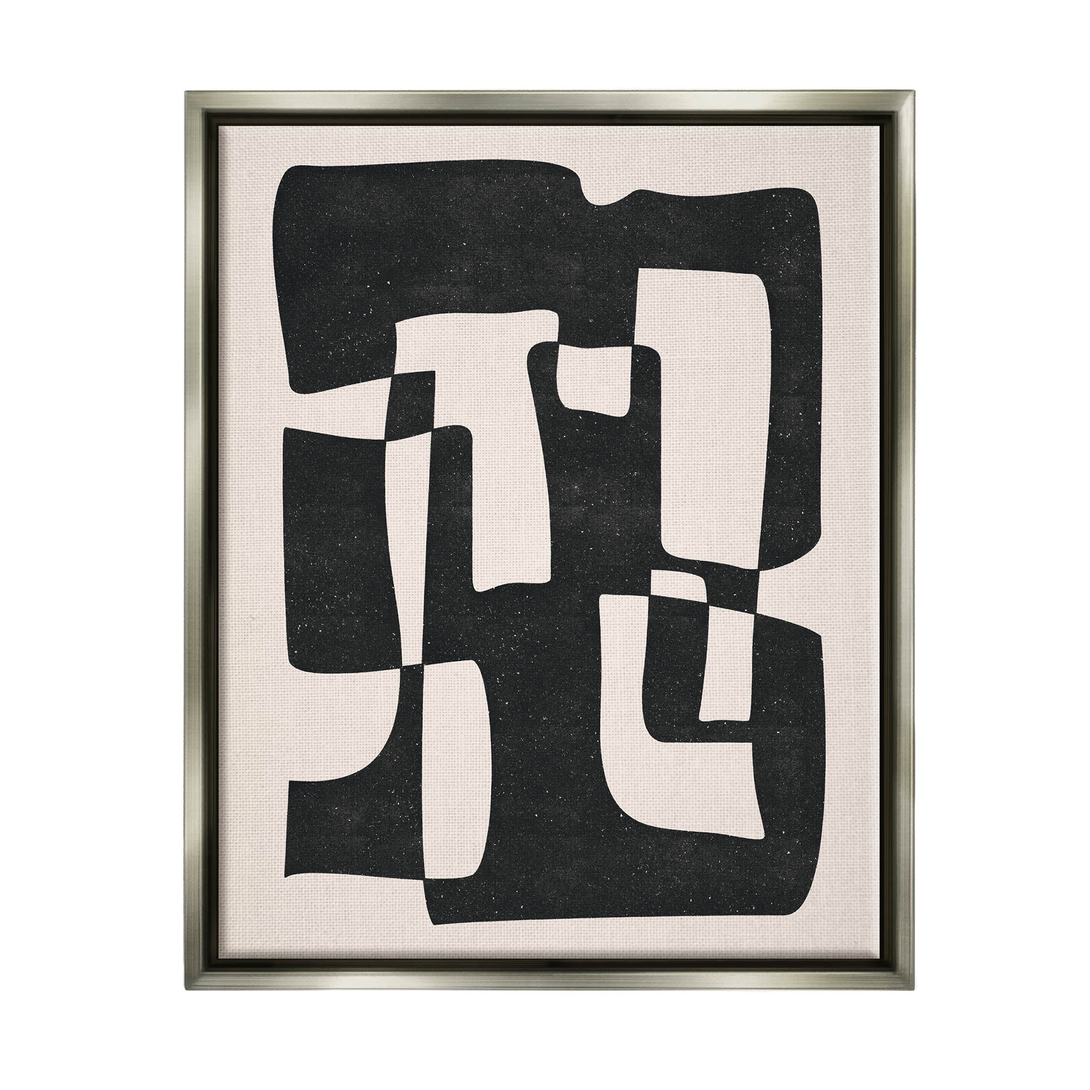Stupell Industries Bold Blocked Abstract Layered Shapes Graphic Art Luster Gray Floating Framed Canvas Print Wall Art, Design by JJ Design House LLC