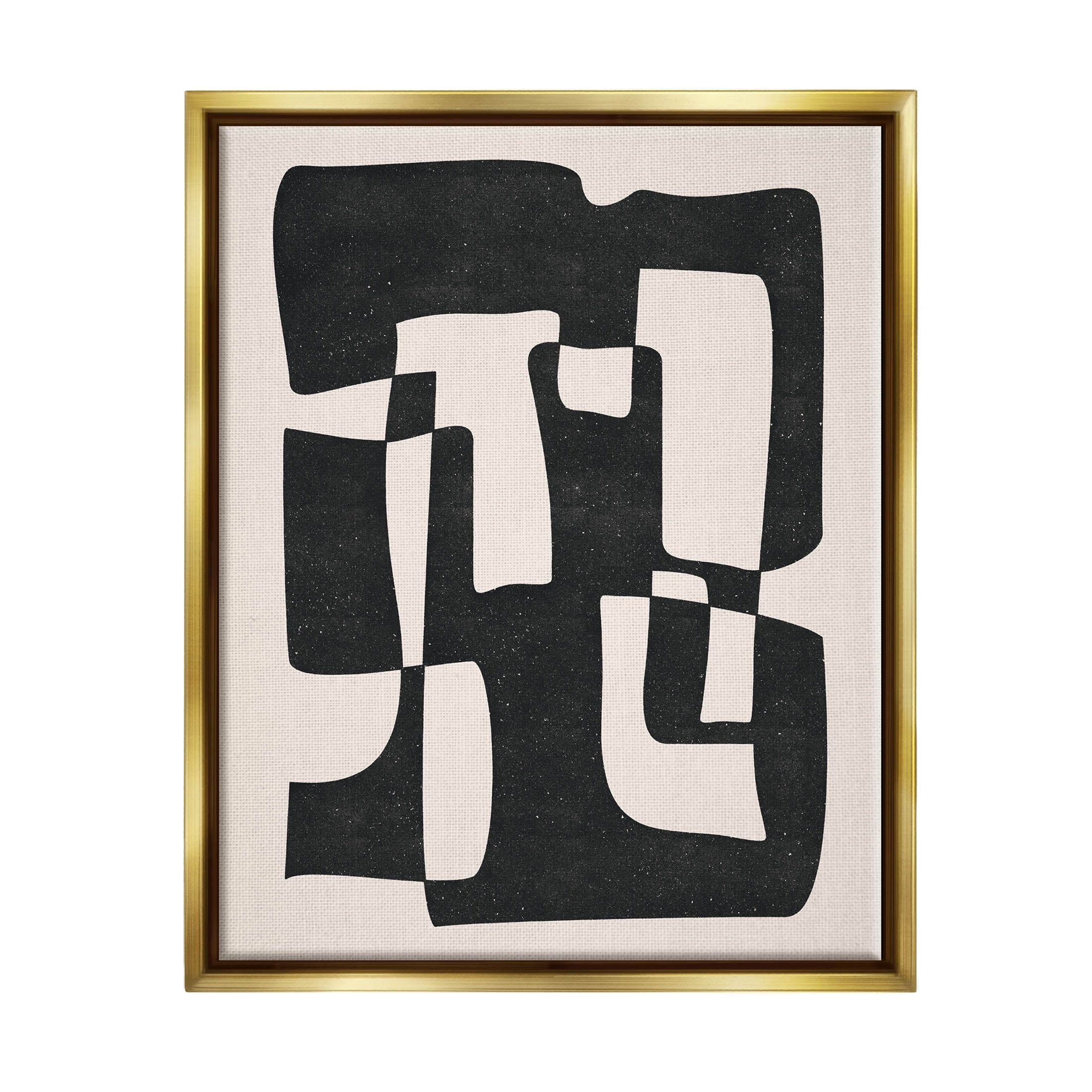 Stupell Industries Bold Blocked Abstract Layered Shapes Graphic Art Metallic Gold Floating Framed Canvas Print Wall Art, Design by JJ Design House LLC