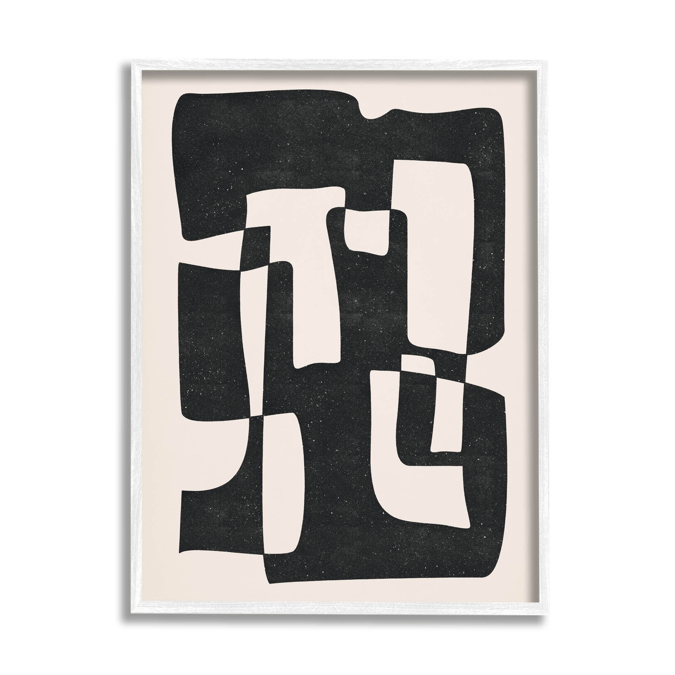 Stupell Industries Bold Blocked Abstract Layered Shapes Graphic Art White Framed Art Print Wall Art, Design by JJ Design House LLC