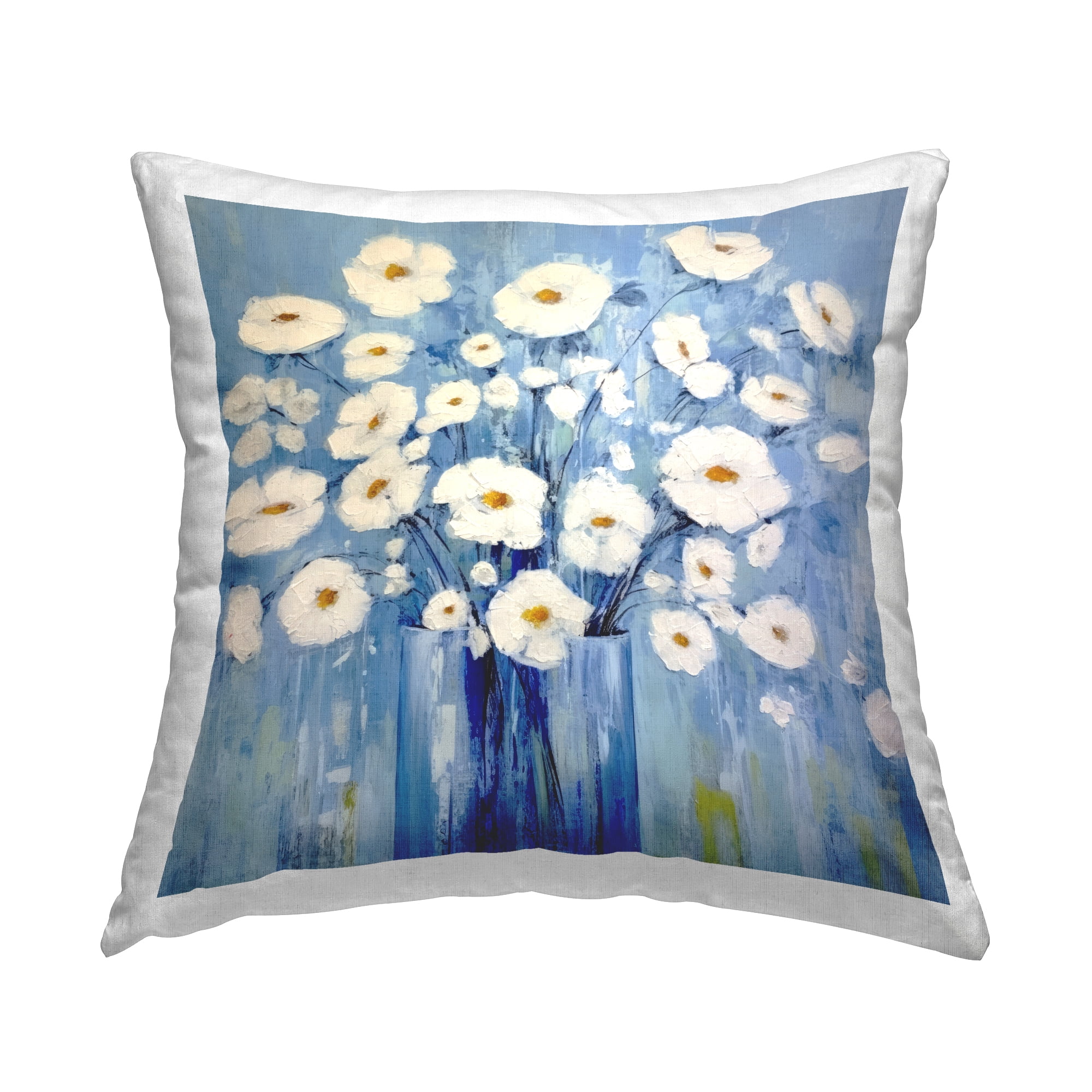 Stupell Industries Bold Blooms on Blue Decorative Printed Throw Pillow Design by Irena Orlov.