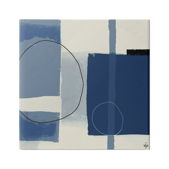 Stupell Industries Bold Blue Abstract Geometric Shapes Circles Squares Painting Gallery Wrapped Canvas Print Wall Art, Design by Elizabeth Hale