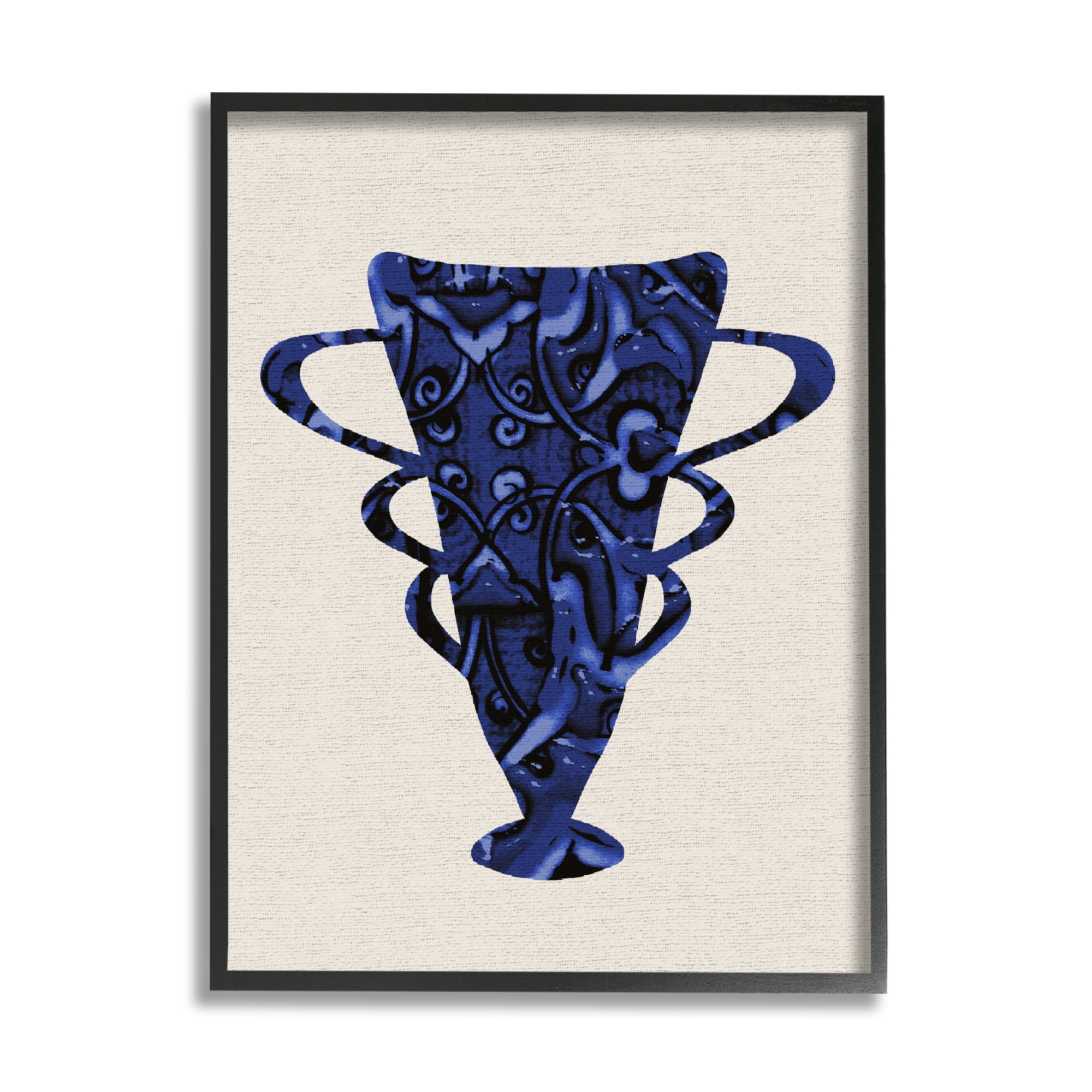Stupell Industries Bold Blue Abstract Pattern Pottery Still Life Paintings Black Framed Art Print Wall Art, 11x14, by Daphne Polselli