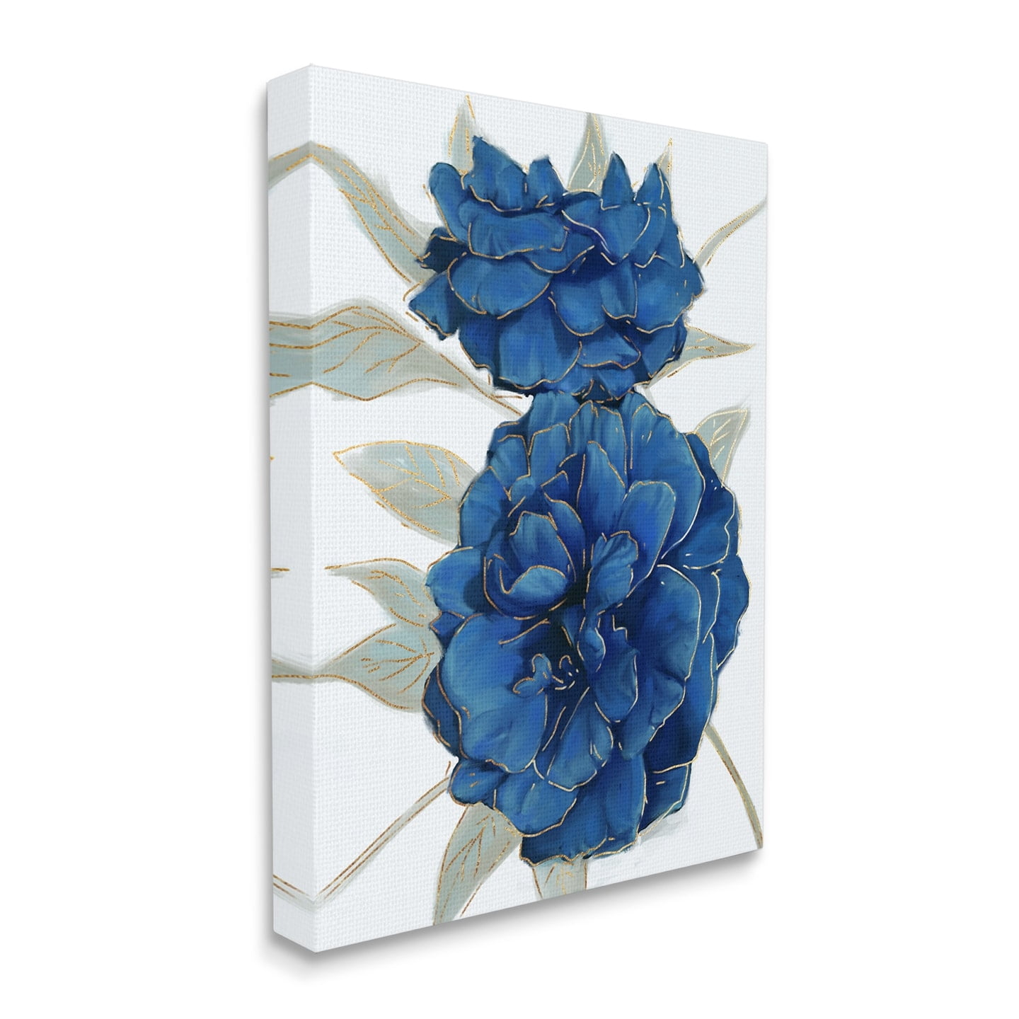 Stupell Industries Bold Blue Carnation Florals Gold Line Detail Canvas Wall Art, 24 x 30, Design by Ziwei Li