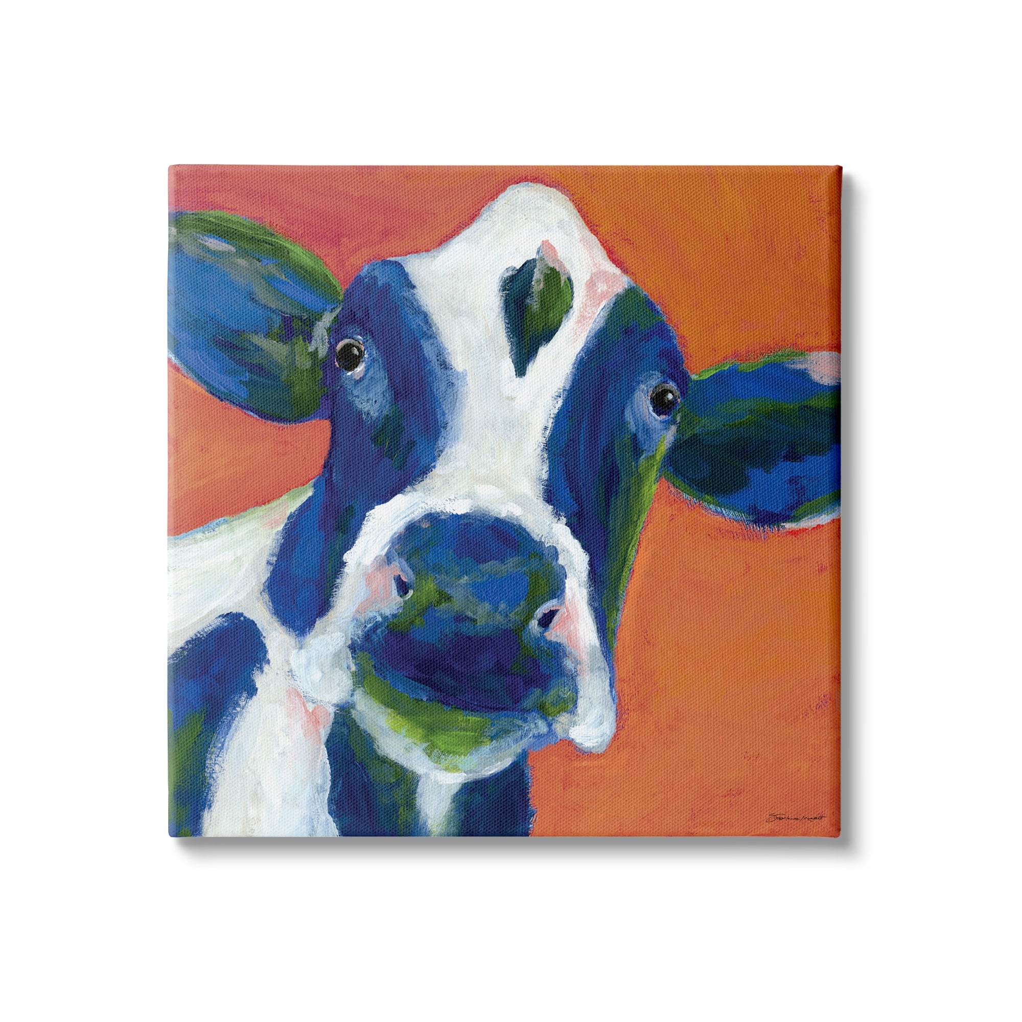 Stupell Industries Bold Blue Dairy Cow Fun Abstract Farm Animal, 17 x 17, Design by Stephanie Workman Marrott