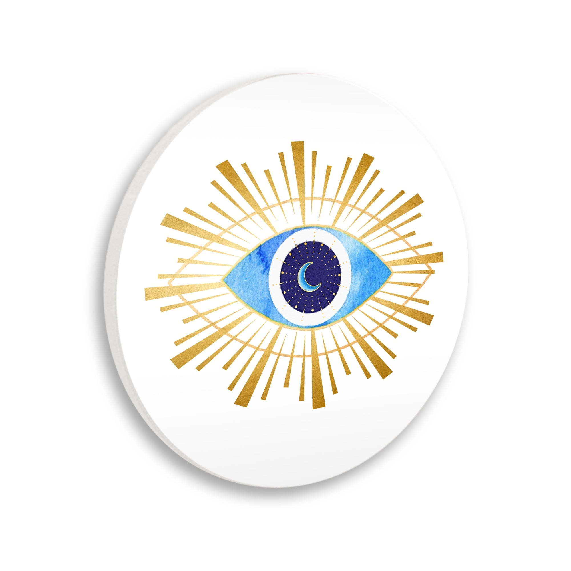 Stupell Industries Bold Blue Evil Eye Radiant Abstract Shapes Crescent Moon,12 x 12,Design By Amanda Greenwood