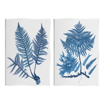 Stupell Industries Bold Blue Ferns Woodland Nature Botanical & Floral Painting Unframed Art Print Wall Art, Set of 2