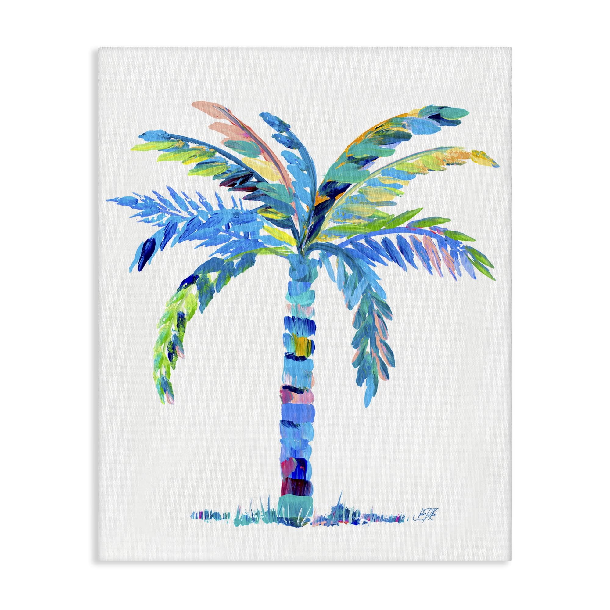 Stupell Industries Bold Blue Palm Tree Botanical & Floral Painting Gallery Wrapped Canvas Art Print Wall Art, 36 x 48