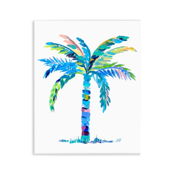 Stupell Industries Bold Blue Palm Tree Botanical & Floral Painting Unframed Art Print Wall Art, 11 x 14
