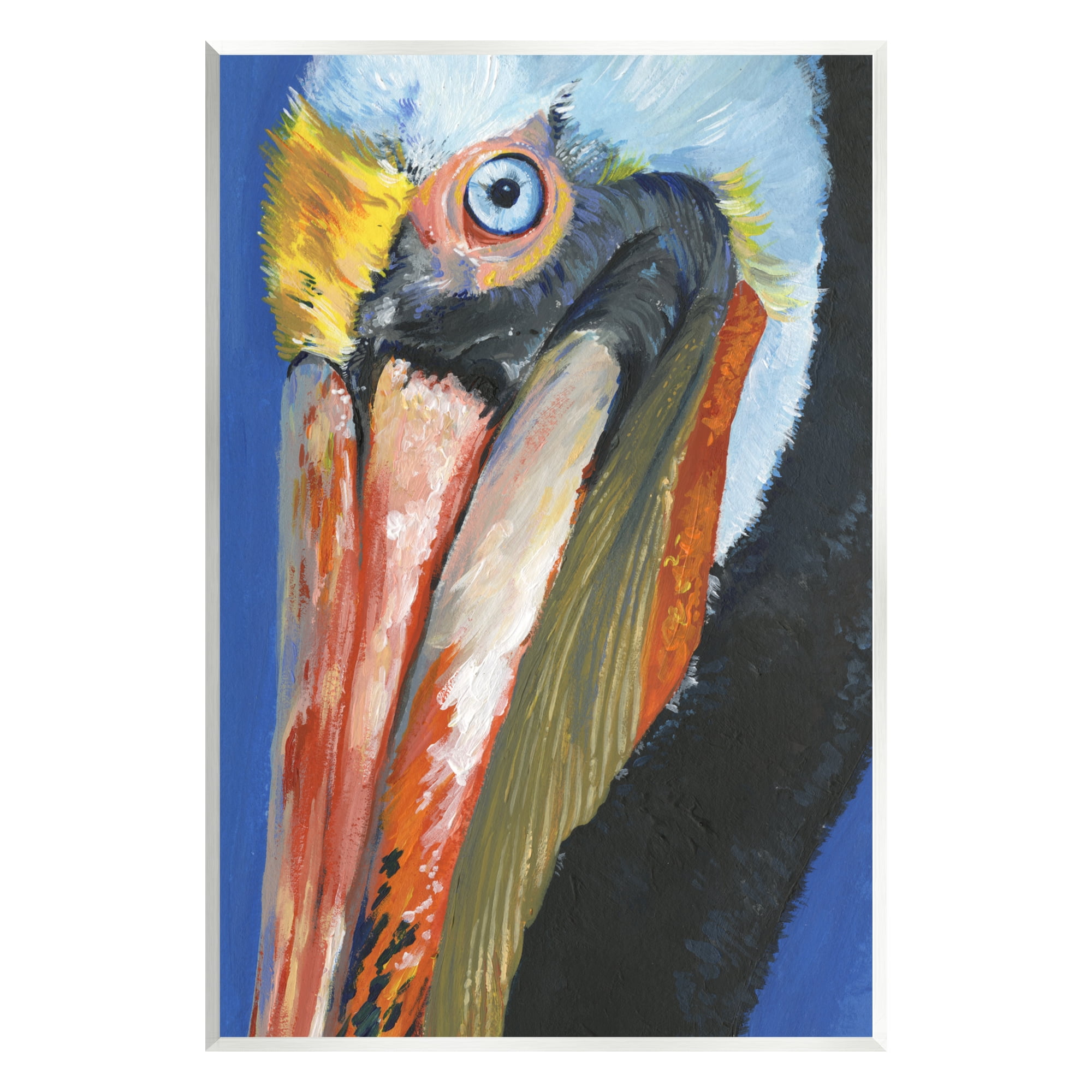 Stupell Industries Bold Blue Pelican Portrait Coastal Painting Unframed Art Print Wall Art