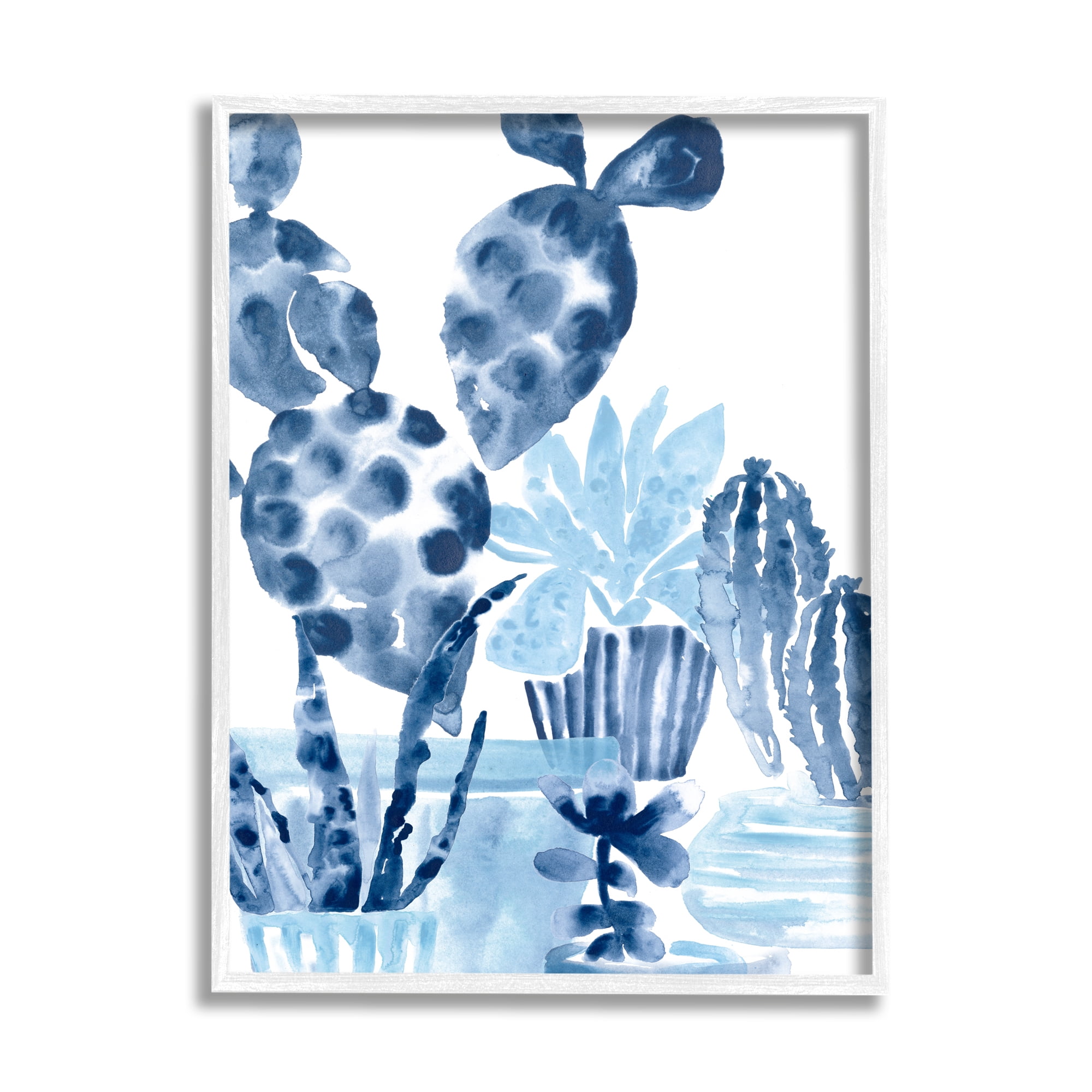 Stupell Industries Bold Blue Planted Cacti Indoor Plant Watercolor Painting, 11 x 14, Design by June Erica Vess