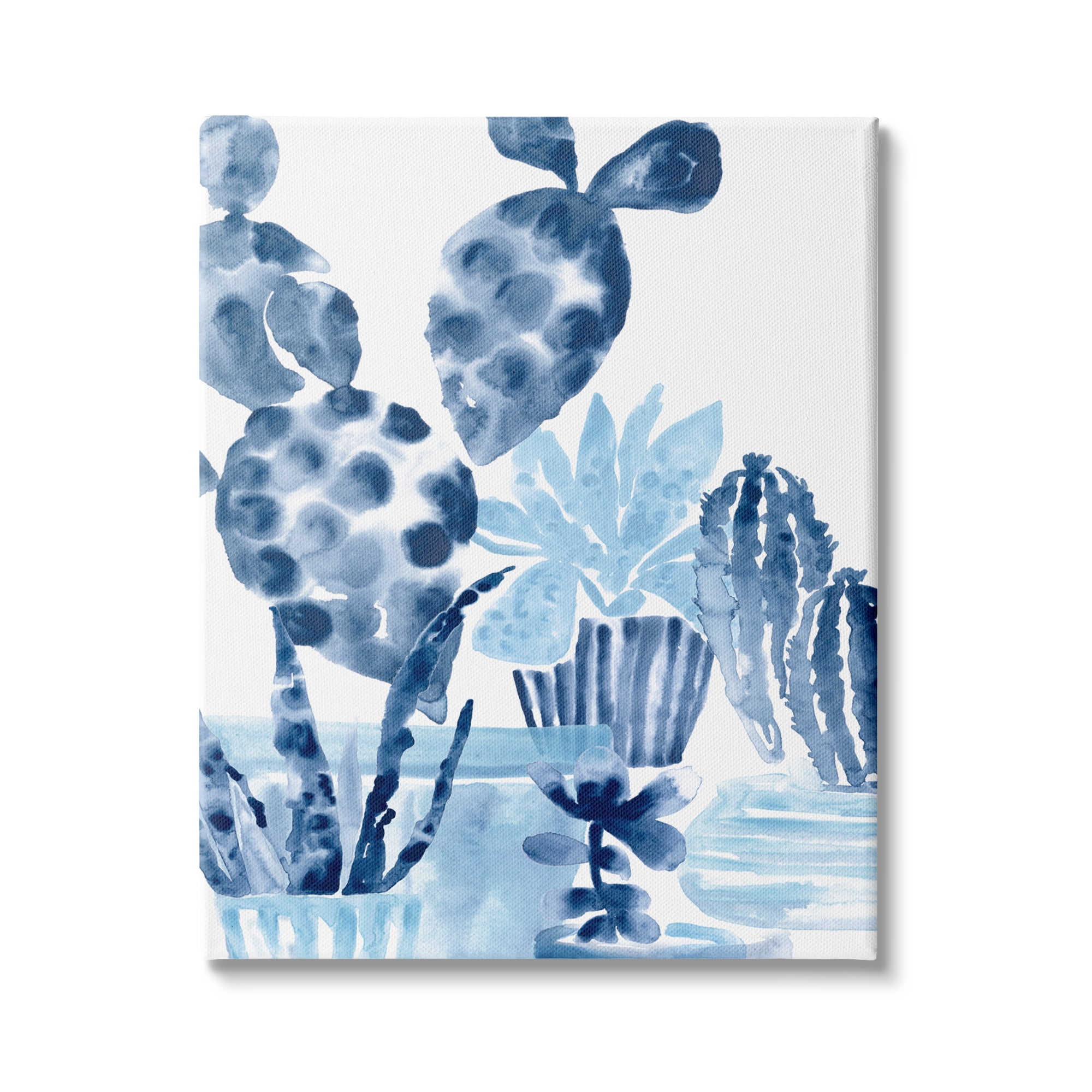 Stupell Industries Bold Blue Planted Cacti Indoor Plant Watercolor Painting, 24 x 30, Design by June Erica Vess