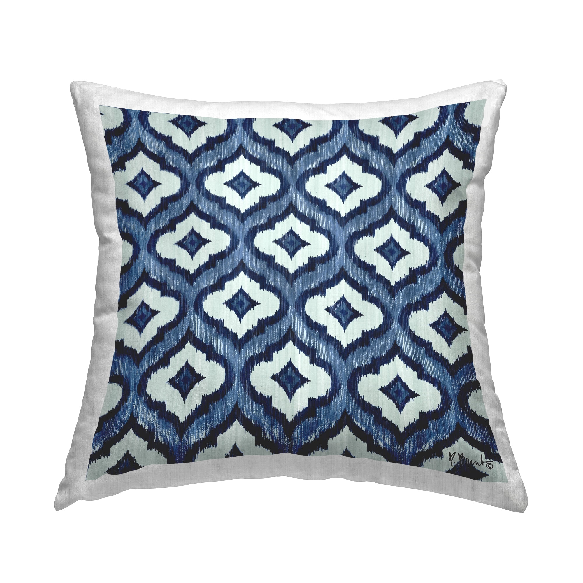 Stupell Industries Bold Blue White Trellis Pattern Design by Paul Brent Throw Pillow