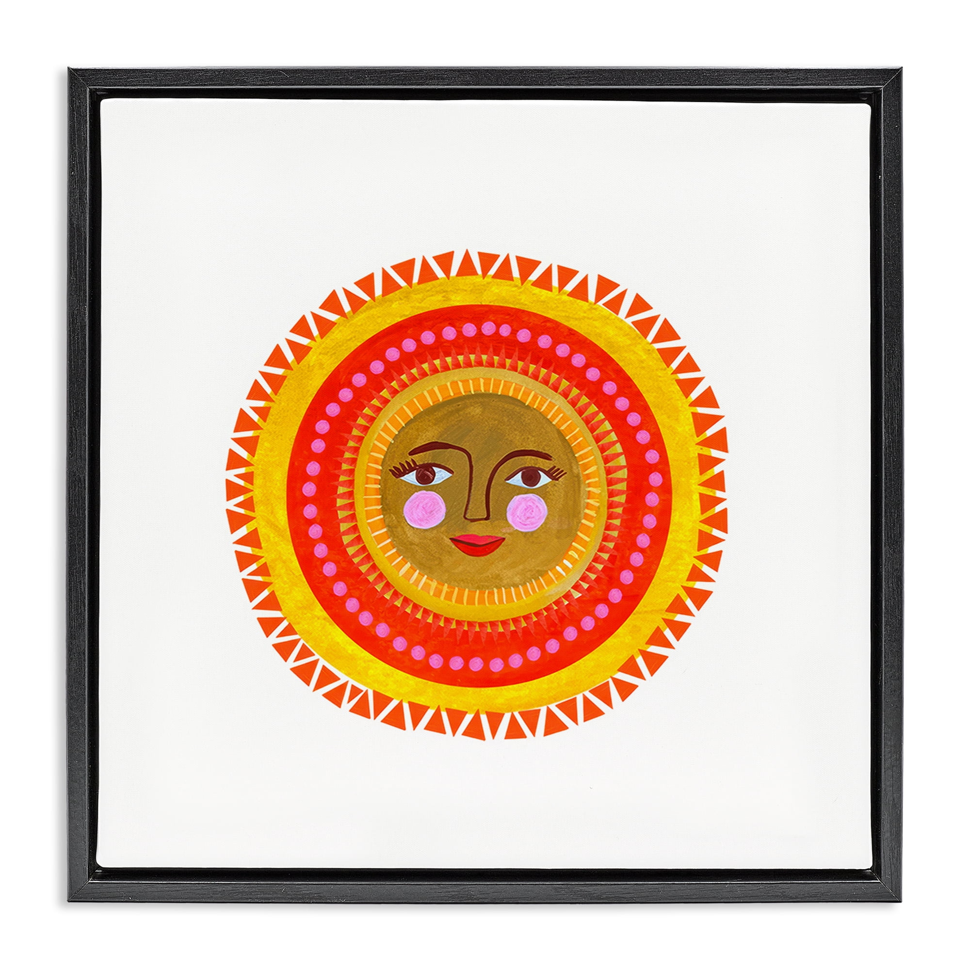 Stupell Industries Bold Bohemian Sun Black Framed Floater Canvas Wall Art, design by Katherine Herrell Studio