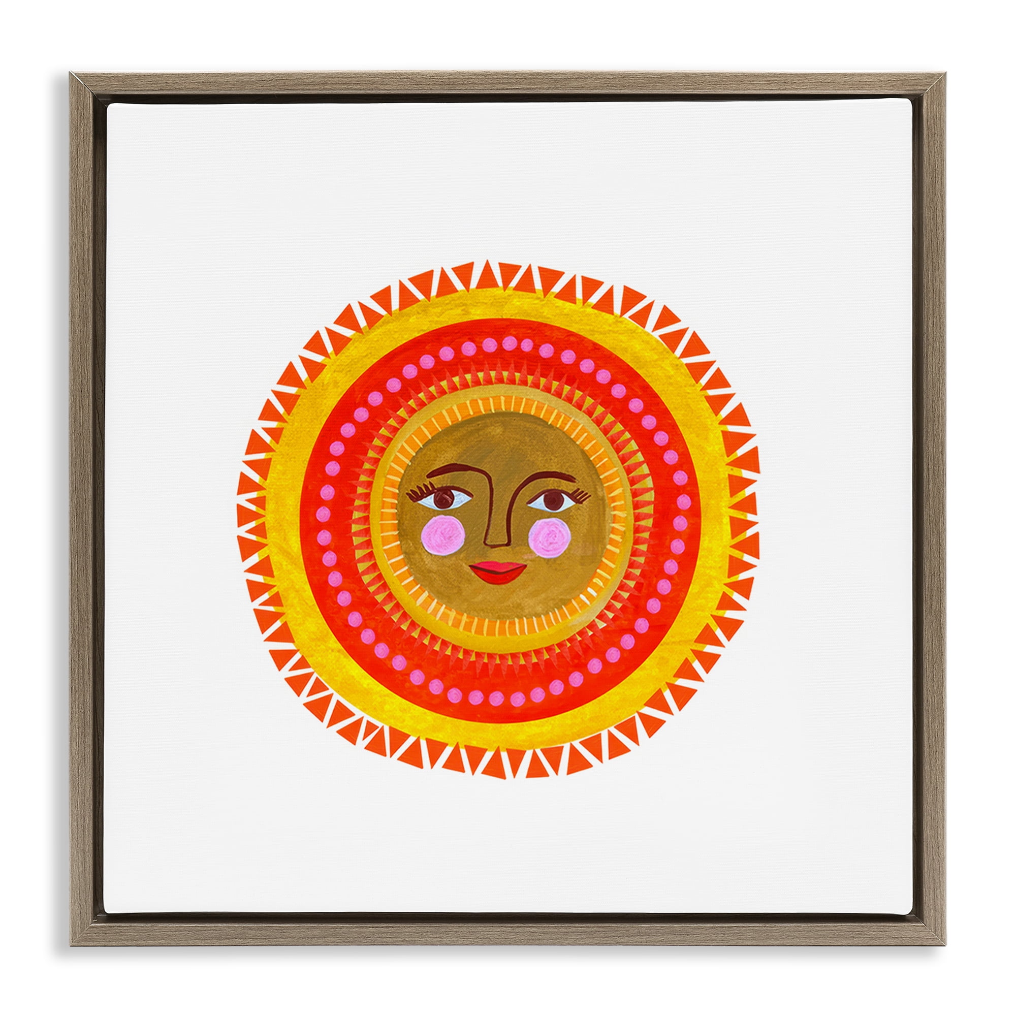 Stupell Industries Bold Bohemian Sun Brown Framed Floater Canvas Wall Art, design by Katherine Herrell Studio