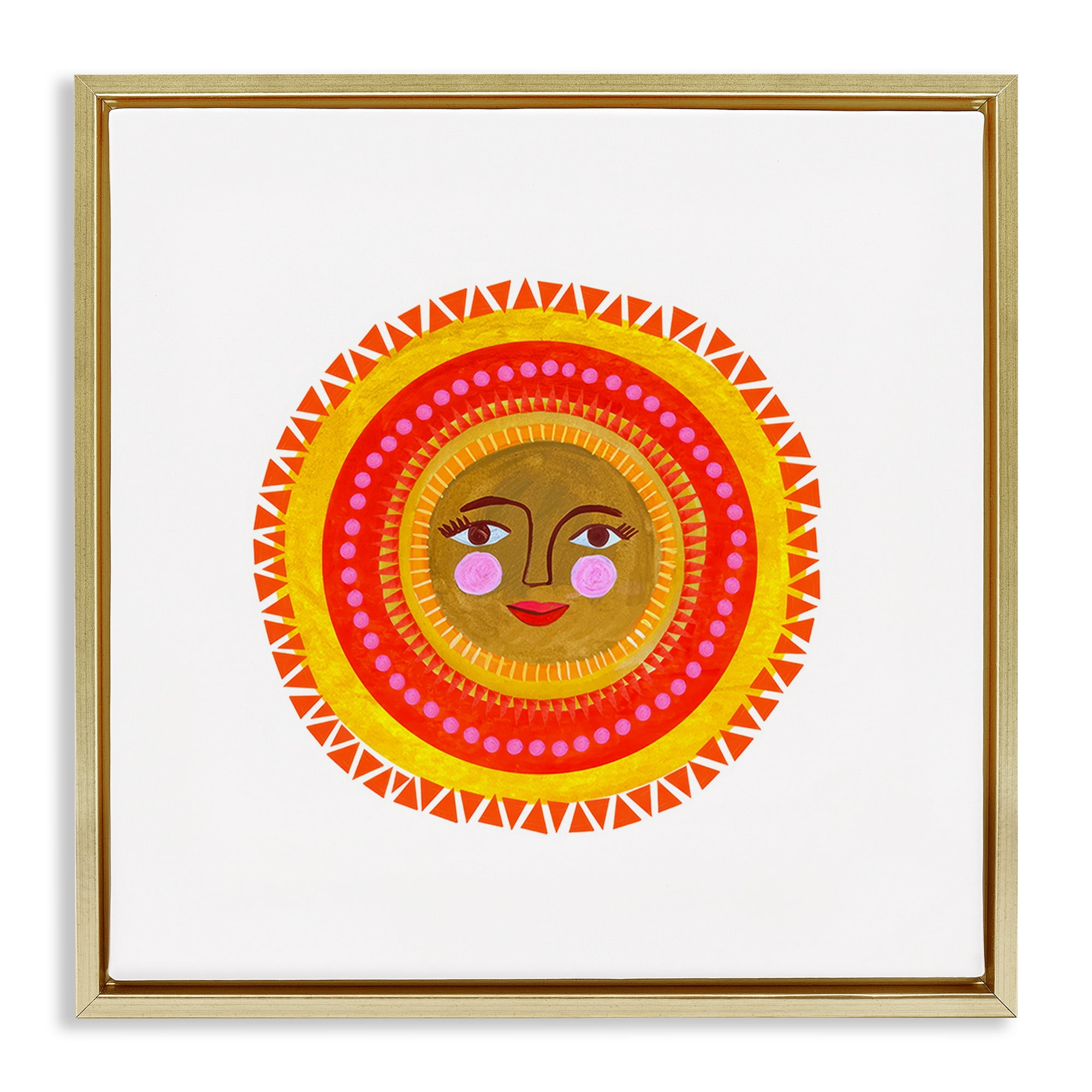 Stupell Industries Bold Bohemian Sun Gold Framed Floater Canvas Wall Art, design by Katherine Herrell Studio