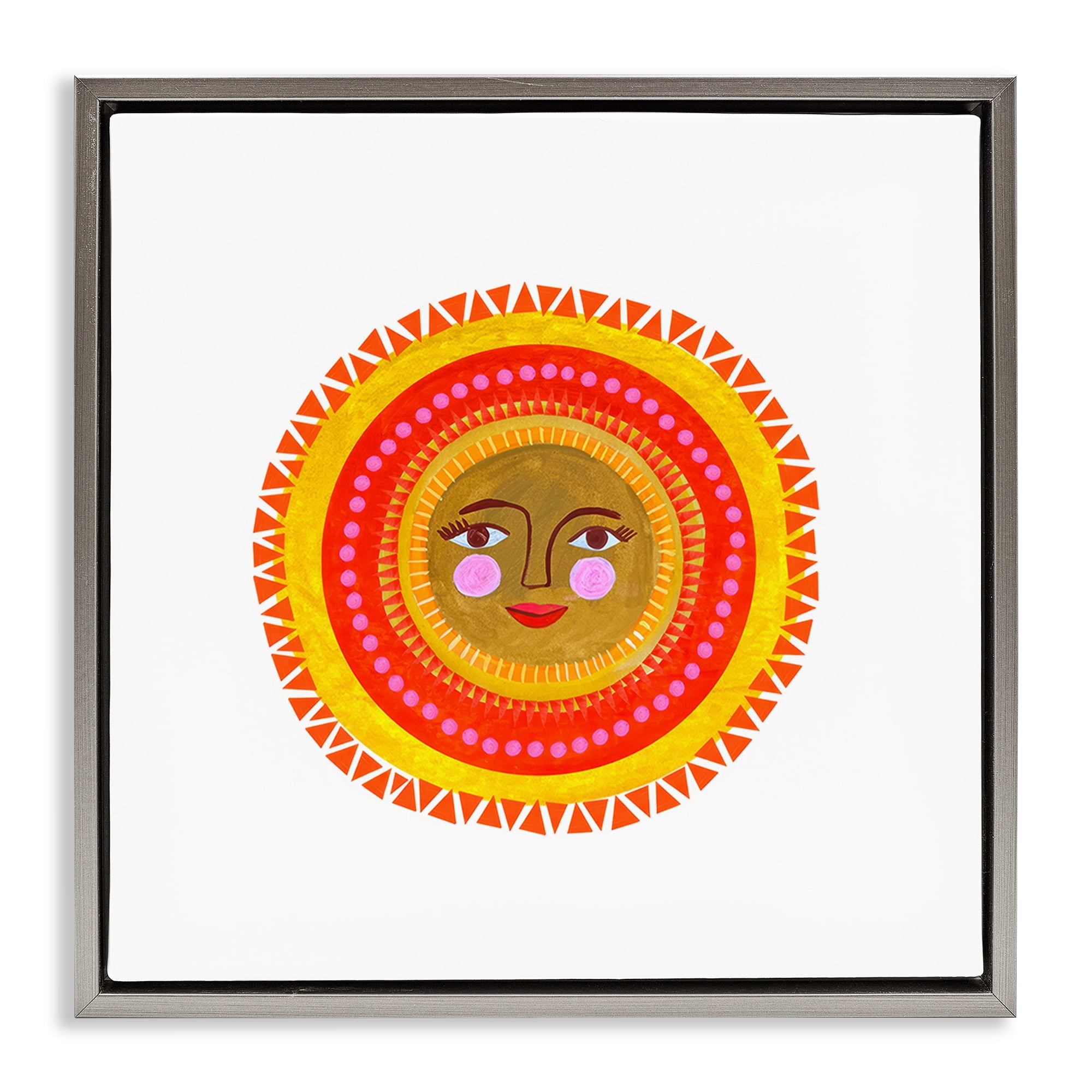 Stupell Industries Bold Bohemian Sun Gray Framed Floater Canvas Wall Art, design by Katherine Herrell Studio