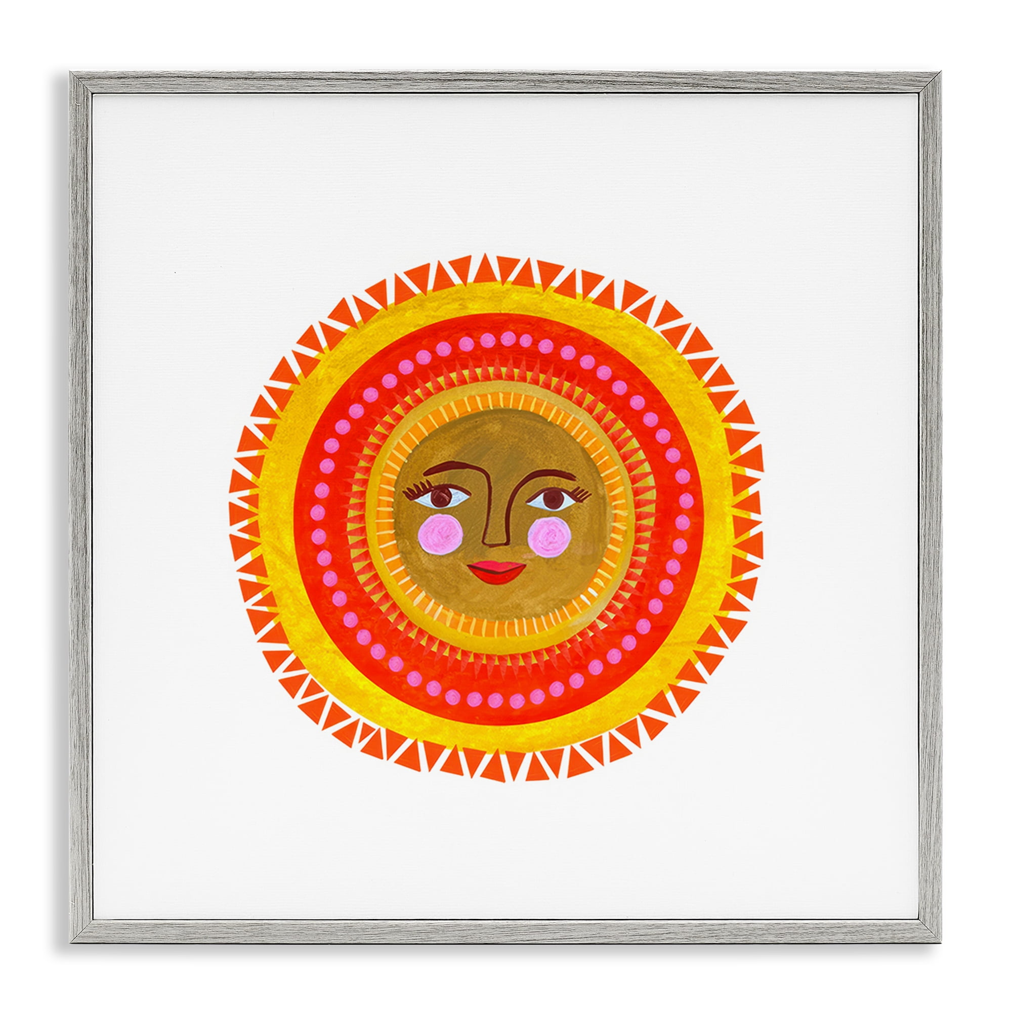 Stupell Industries Bold Bohemian Sun Gray Framed Giclee Art, design by Katherine Herrell Studio