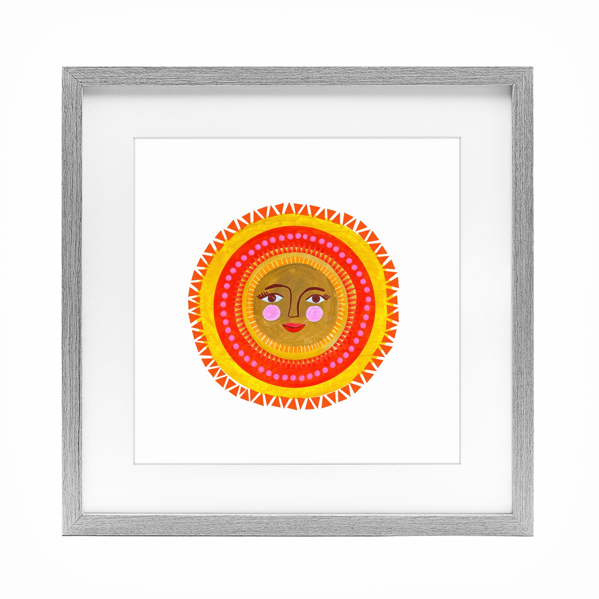 Stupell Industries Bold Bohemian Sun Gray Framed Print Under Glass, design by Katherine Herrell Studio