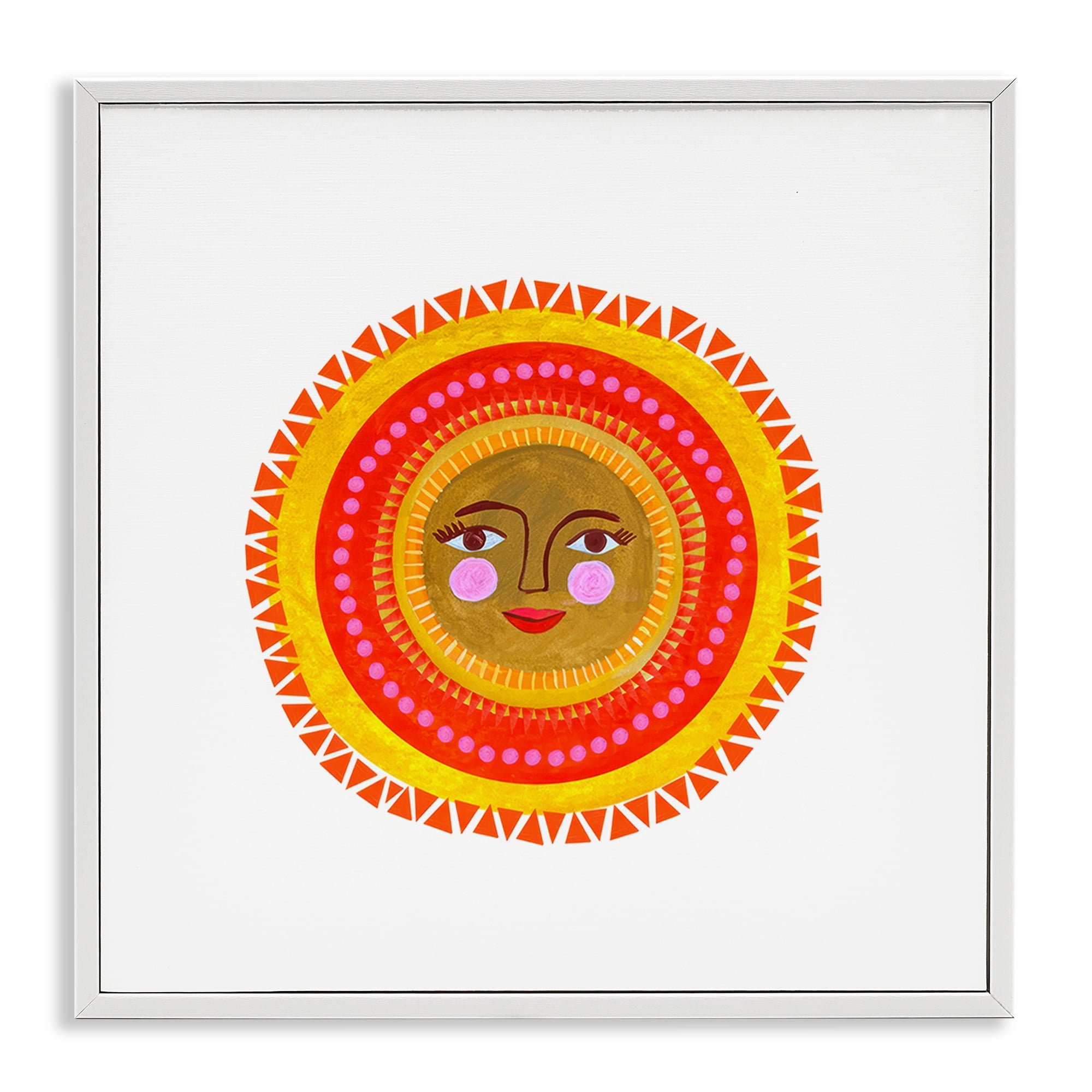 Stupell Industries Bold Bohemian Sun White Framed Giclee Art, design by Katherine Herrell Studio