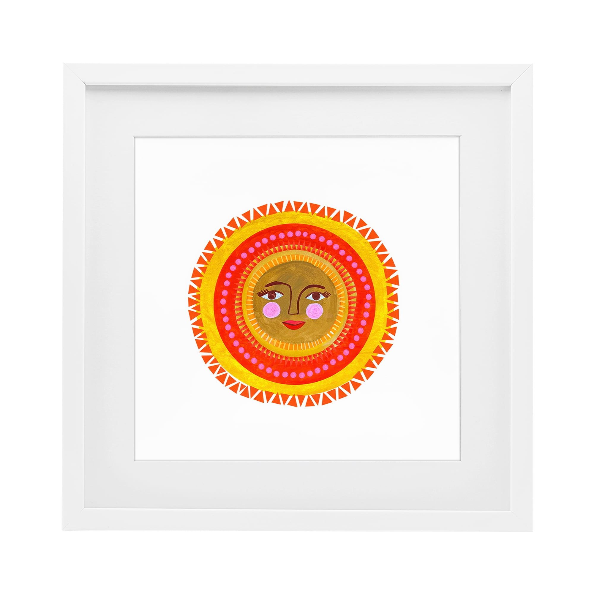Stupell Industries Bold Bohemian Sun White Framed Print Under Glass, design by Katherine Herrell Studio
