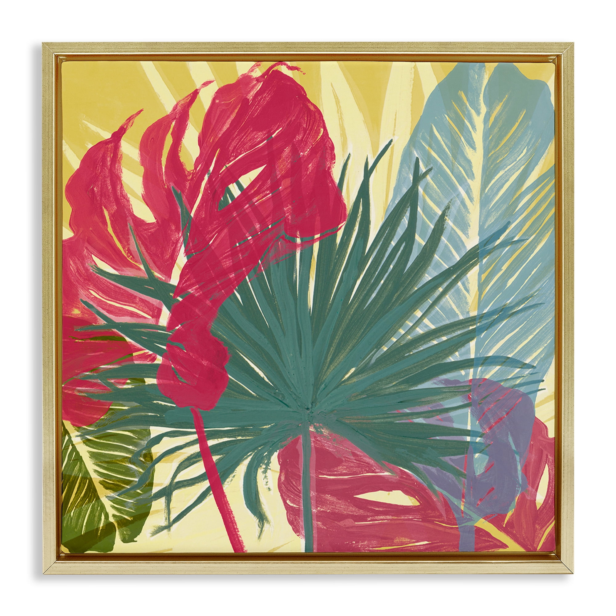 Stupell Industries Bold Botanical Party Botanical & Floral Painting Gold Floater Framed Art Print Wall Art, 25 x 25