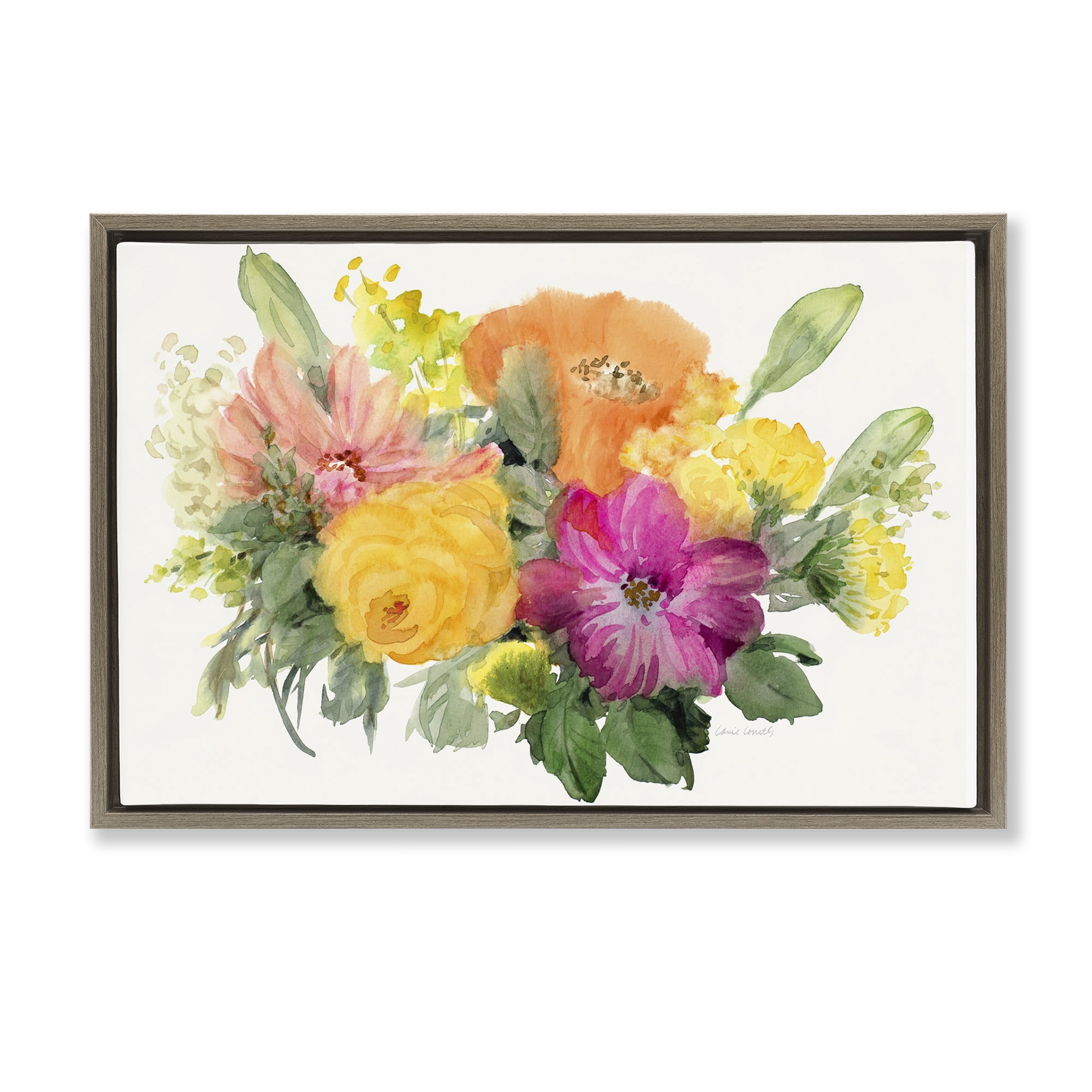 Stupell Industries Bold Bouquet Beauty Botanical & Floral Painting Brown Floater Framed Art Print Wall Art, 31 x 21