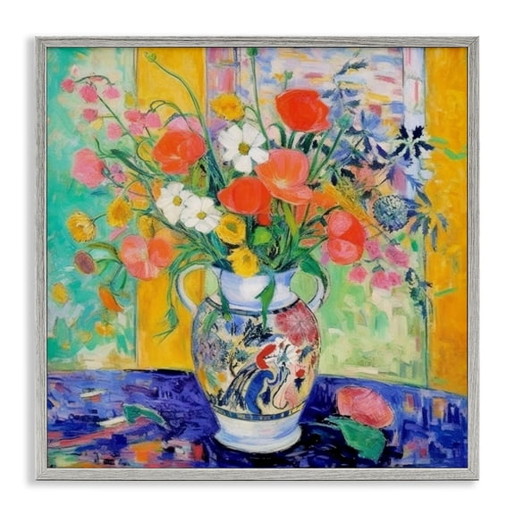 Stupell Industries Bold Bouquet Impression Plants & Flowers Painting Gray Framed Art Print Wall Art, 17 x 17