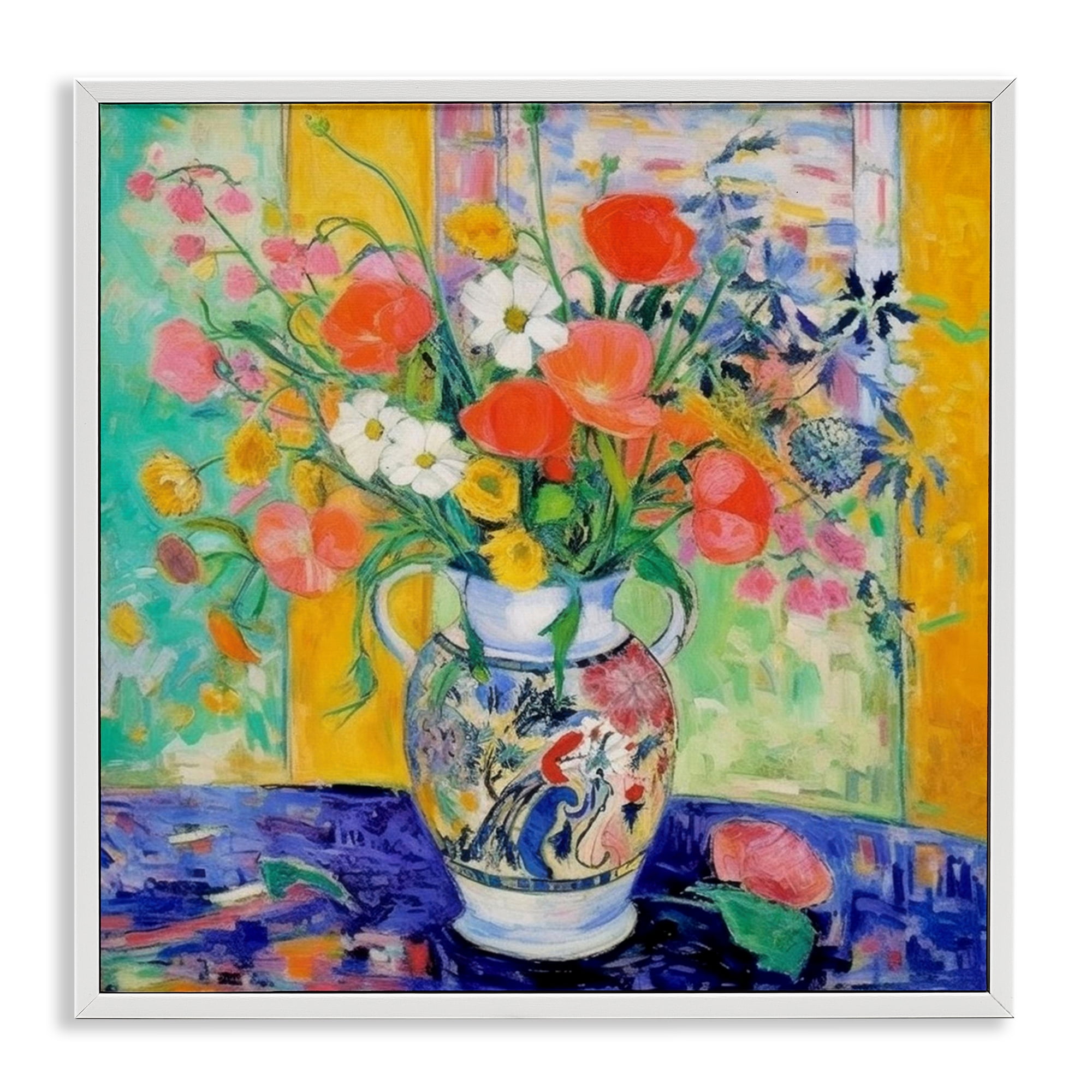 Stupell Industries Bold Bouquet Impression Plants & Flowers Painting White Framed Art Print Wall Art, 12 x 12