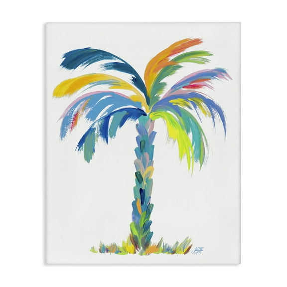 Stupell Industries Bold Brushed Palm Botanical & Floral Painting Gallery Wrapped Canvas Art Print Wall Art, 16 x 20