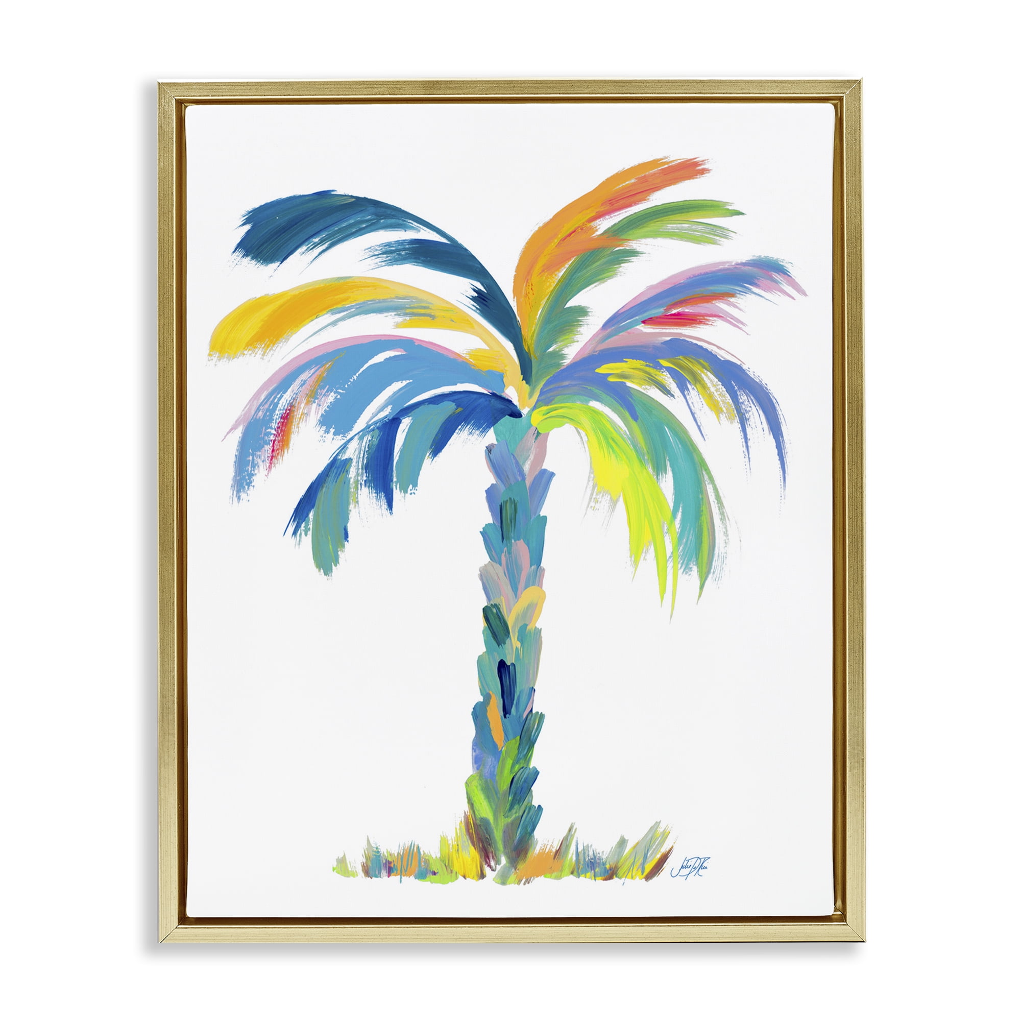 Stupell Industries Bold Brushed Palm Botanical & Floral Painting Gold Floater Framed Canvas Art Print Wall Art, 25 x 31