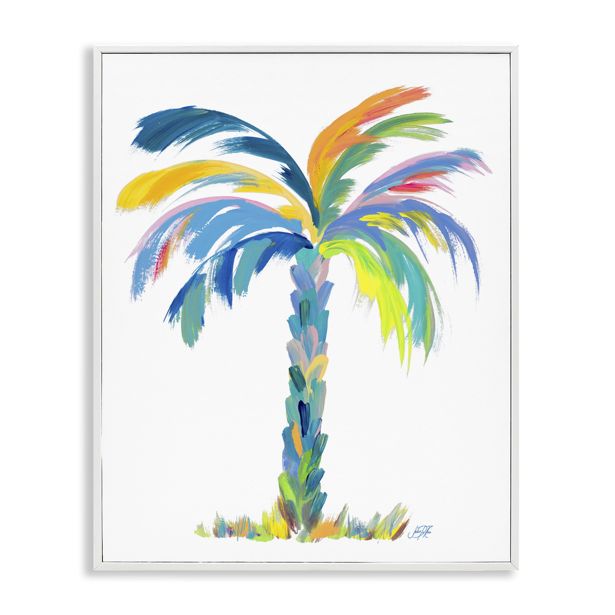Stupell Industries Bold Brushed Palm Botanical & Floral Painting White Framed Art Print Wall Art, 24 x 30