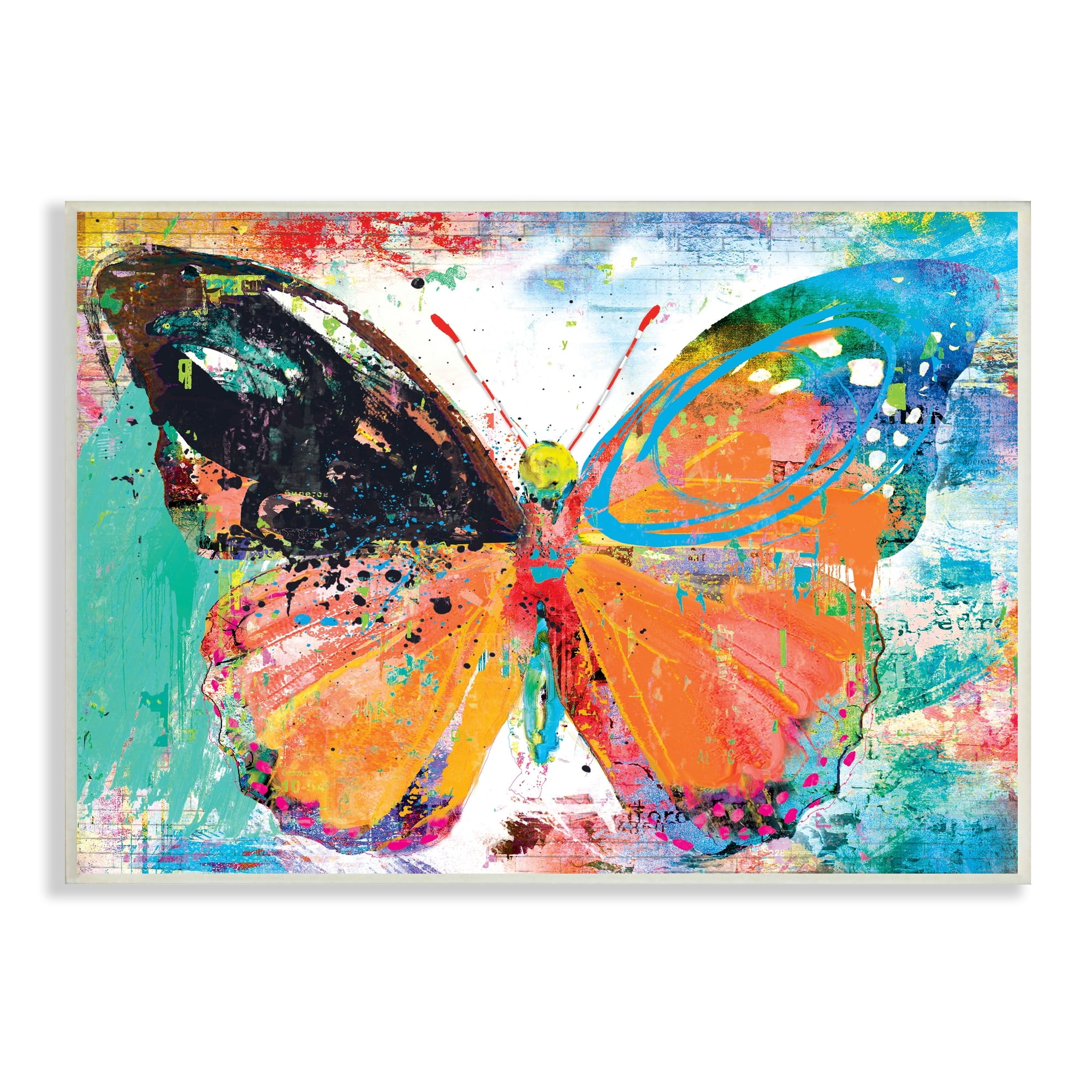 Stupell Industries Bold Butterfly Illustration Speckled Collage Style , 19 x 13, Design by Porter Hastings