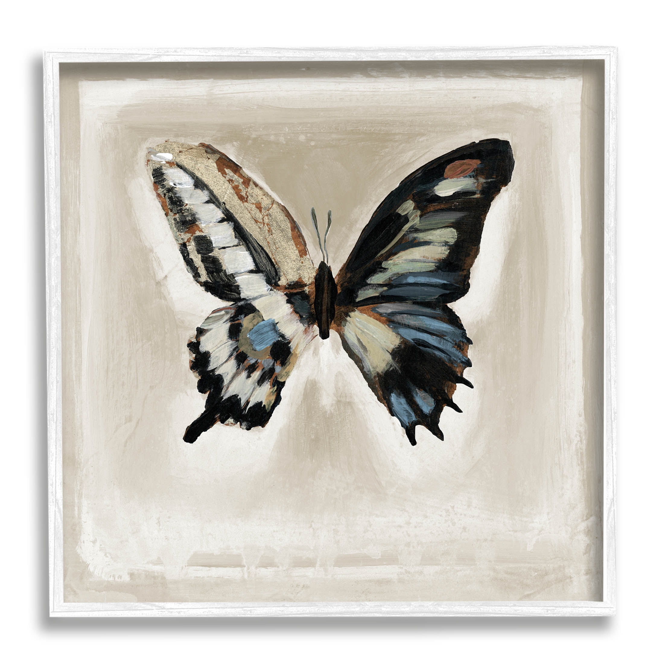 Stupell Industries Bold Butterfly Insect Painting White Framed Art Print Wall Art, Design by Stacy D'Aguiar