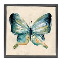 Stupell Industries Bold Butterfly in Green Animals Painting Black Floater Framed Canvas Art Print Wall Art, 18 x 18