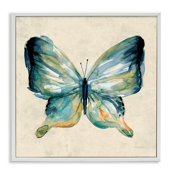 Stupell Industries Bold Butterfly in Green Animals Painting White Framed Art Print Wall Art, 12 x 12