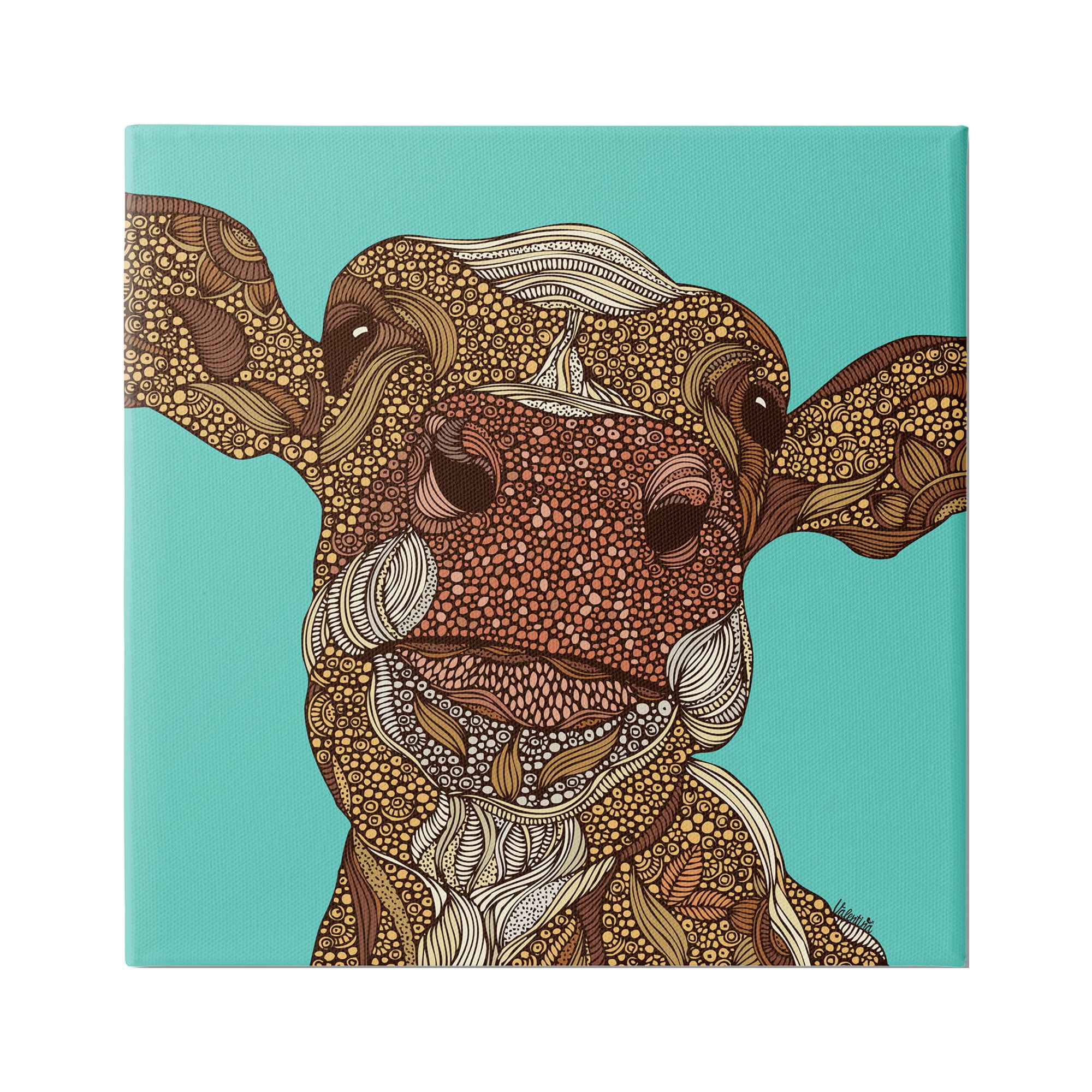 Stupell Industries Bold Calf Cow Intricate Inner Stripe Patterns Graphic Art Gallery Wrapped Canvas Print Wall Art, Design by Valentina Harper