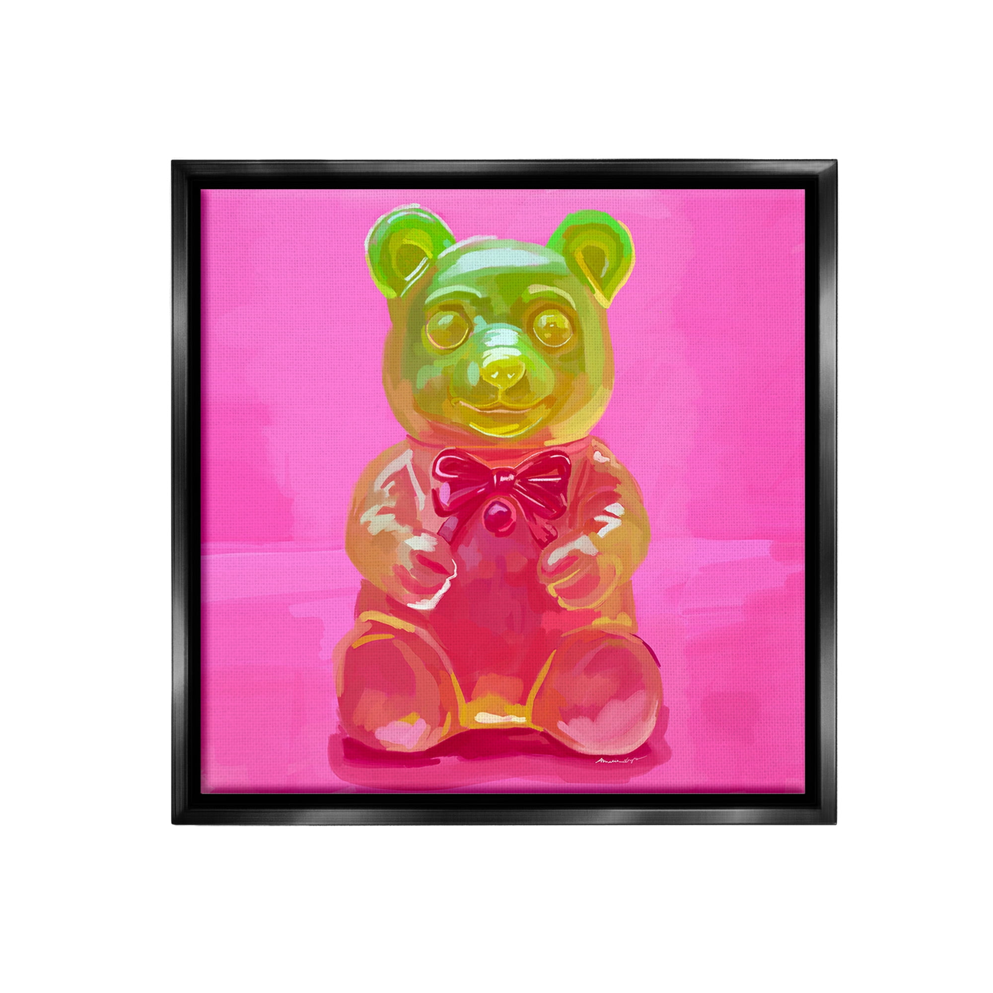 Stupell Industries Bold Candy Bear Food & Beverage Painting Black Floater Framed Canvas Art Print Wall Art, 18 x 18