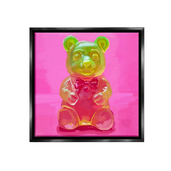 Stupell Industries Bold Candy Bear Food & Beverage Painting Black Floater Framed Canvas Art Print Wall Art, 25 x 25