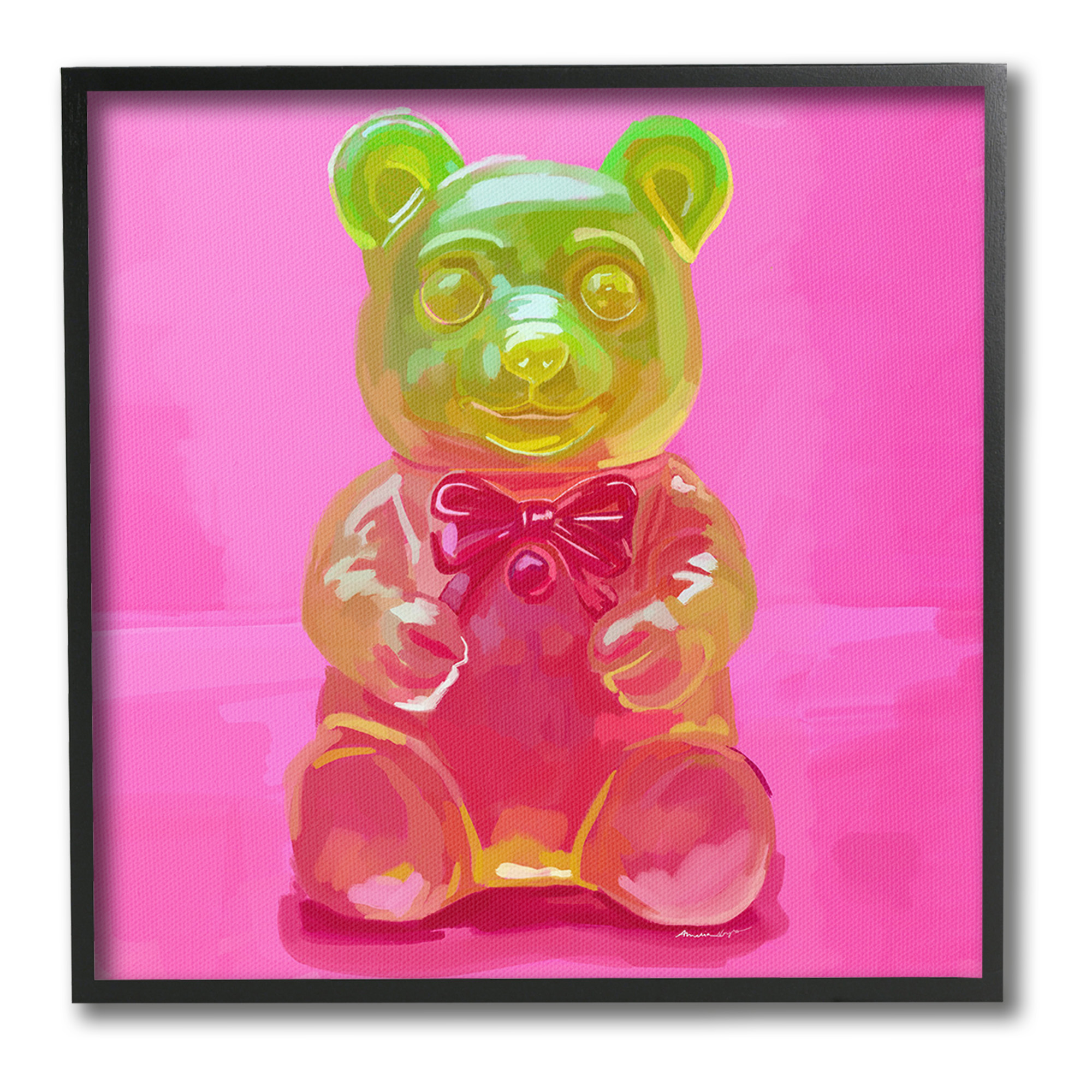 Stupell Industries Bold Candy Bear Food & Beverage Painting Black Framed Art Print Wall Art, 12 x 12