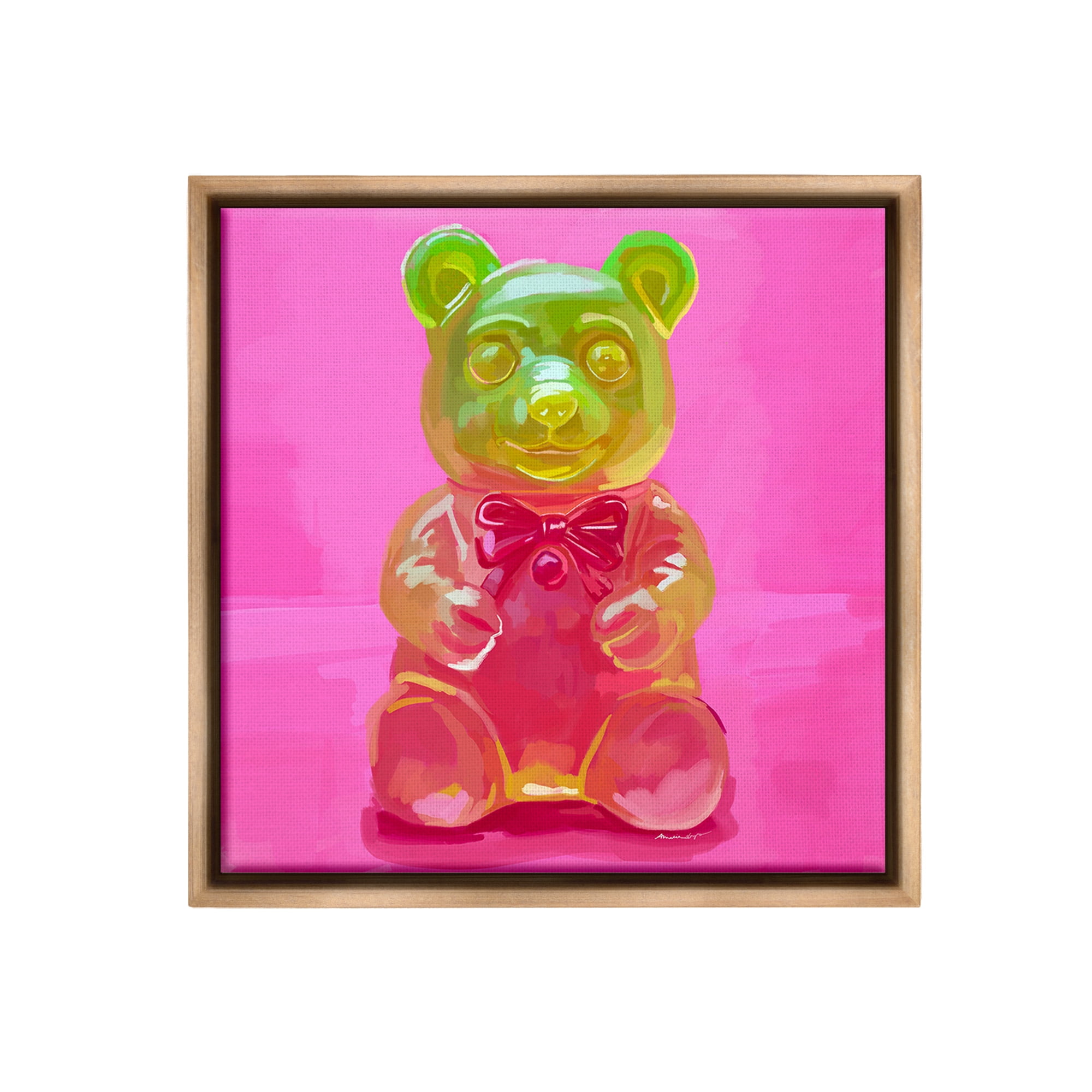 Stupell Industries Bold Candy Bear Food & Beverage Painting Brown Floater Framed Canvas Art Print Wall Art, 18 x 18
