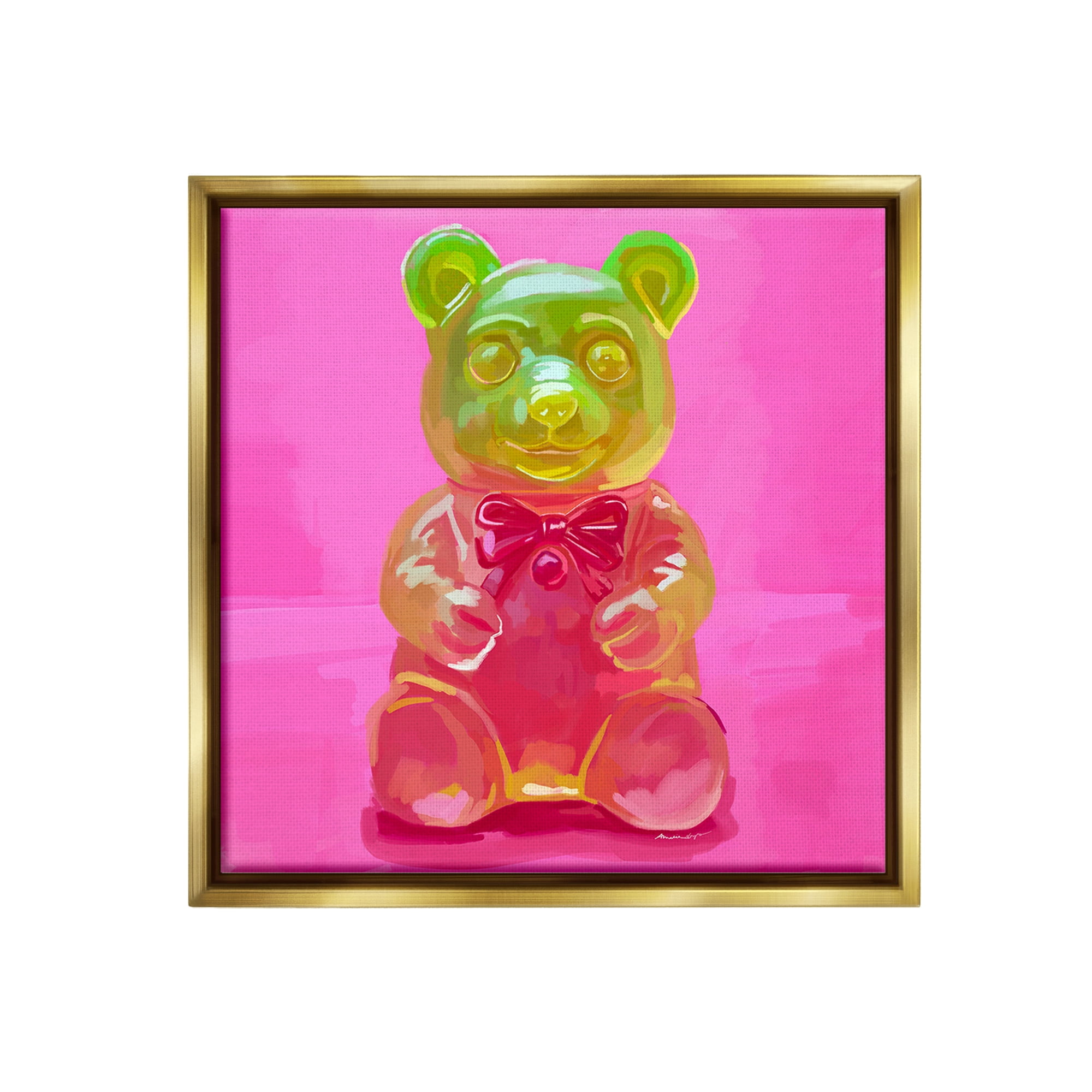 Stupell Industries Bold Candy Bear Food & Beverage Painting Gold Floater Framed Canvas Art Print Wall Art, 18 x 18